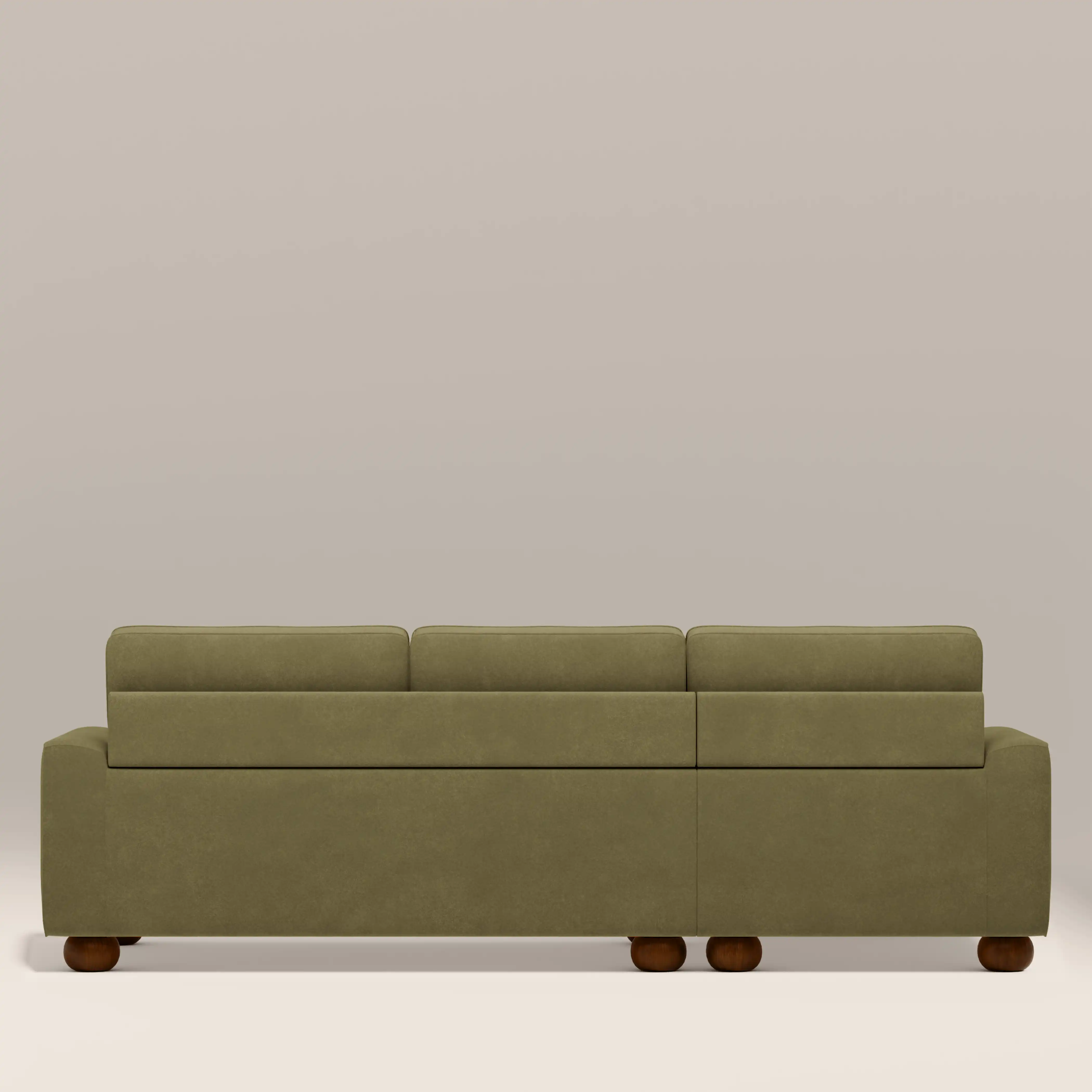 Nola Left Hand Chaise Sofa | Moss Green Sustainable Mohair Velvet - Image 6