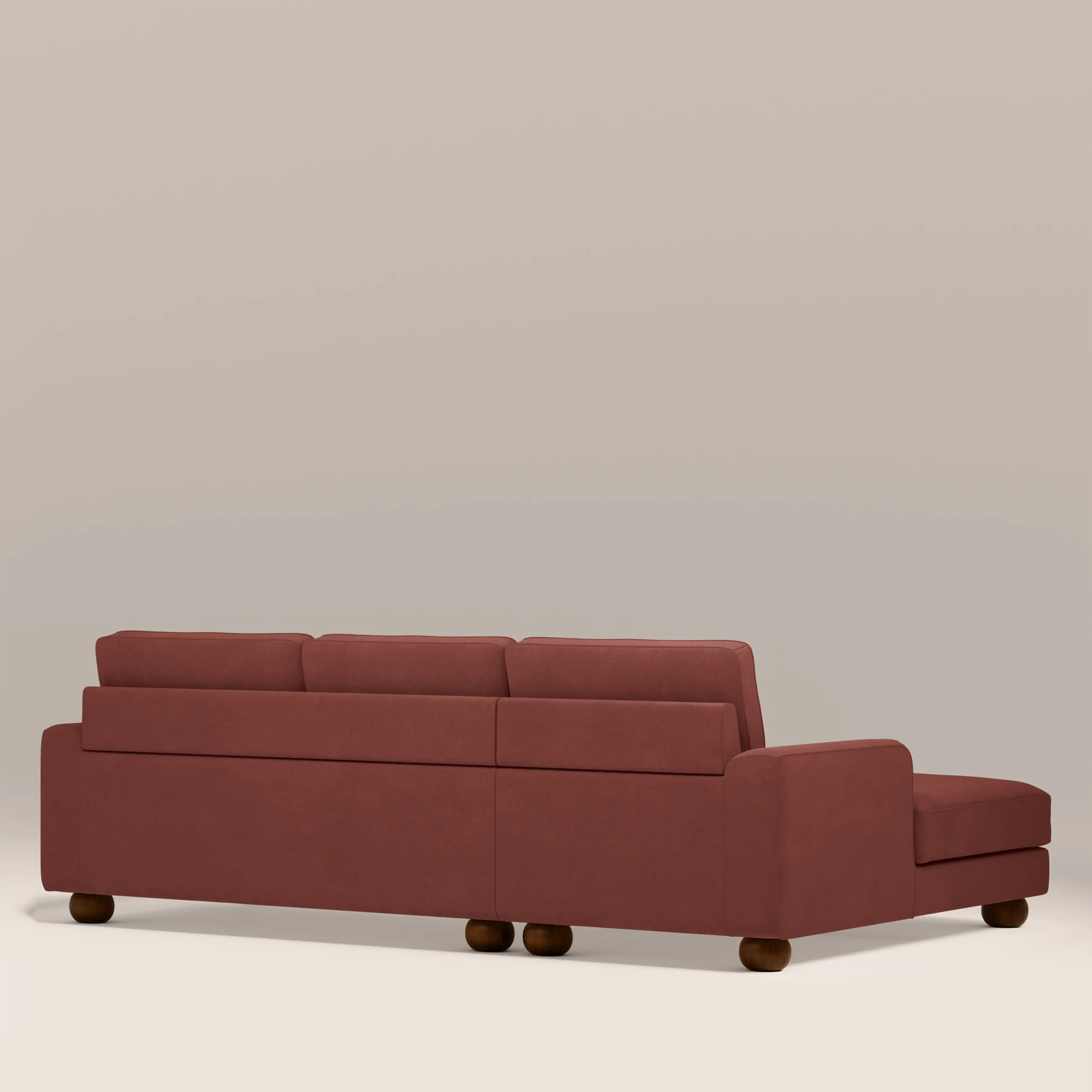 Nola Left Hand Chaise Sofa | Rust Red Sustainable Velvet - Image 5