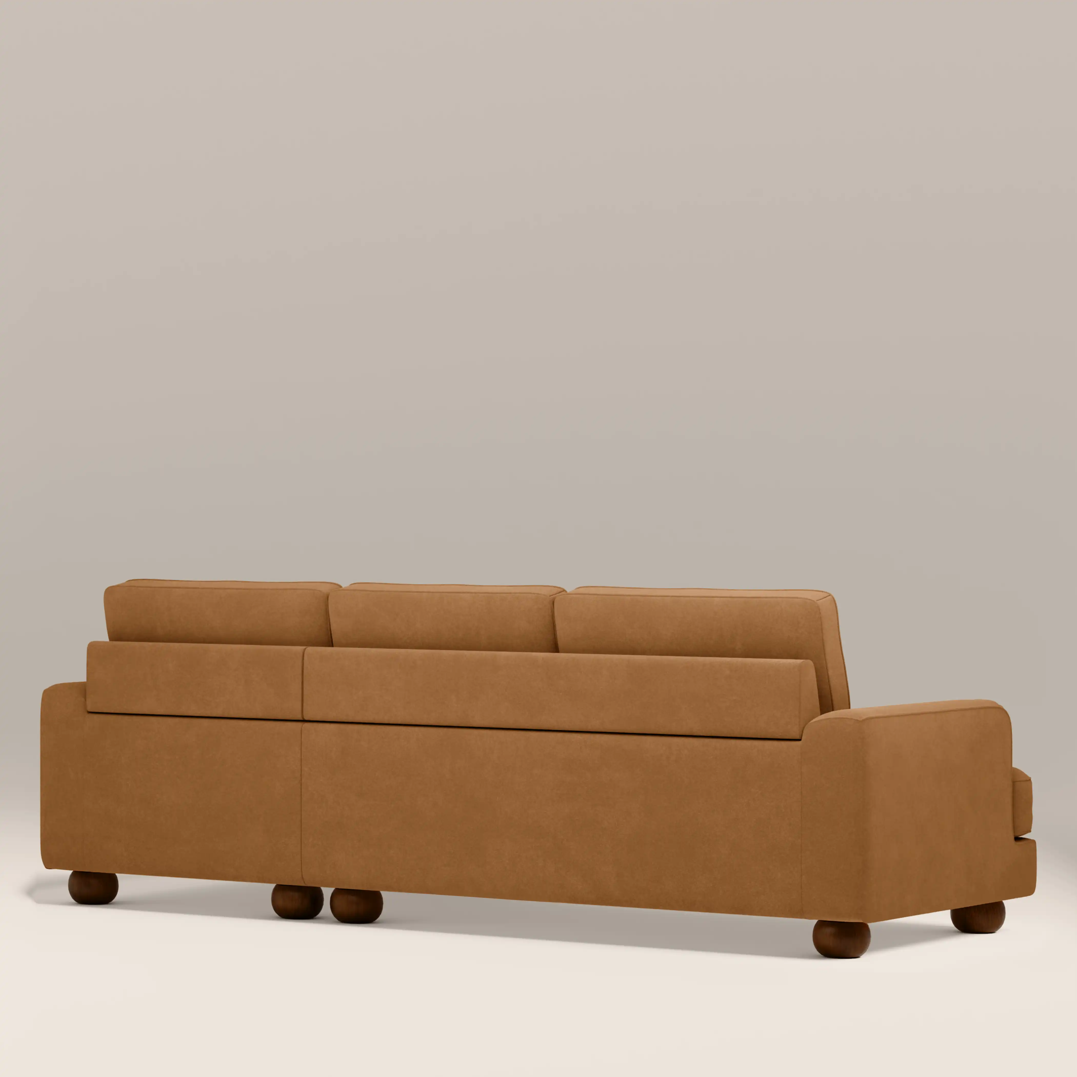 Nola Right Hand Chaise Sofa | Caramel Brown Sustainable Mohair Velvet - Image 5