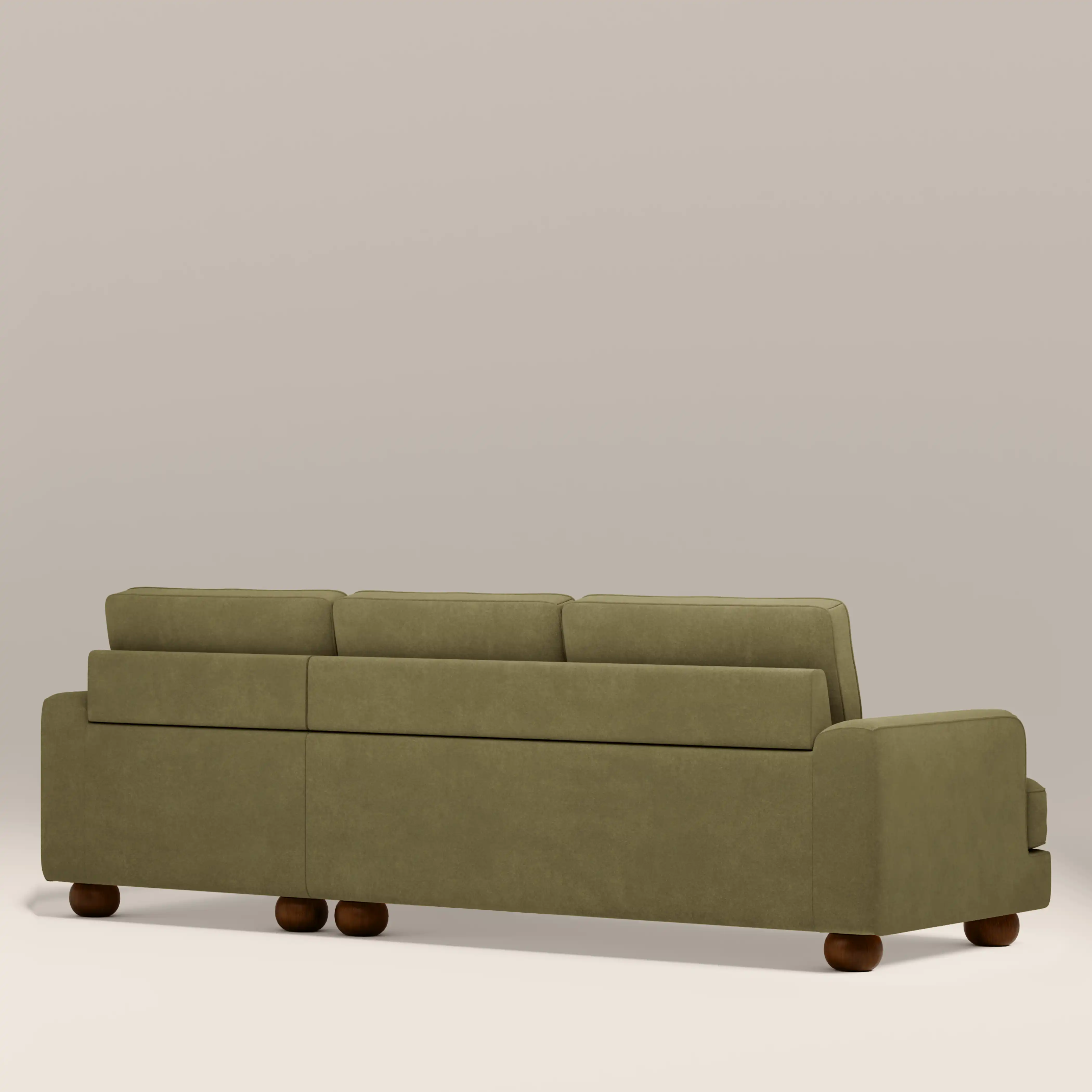 Nola Right Hand Chaise Sofa | Moss Green Sustainable Mohair Velvet - Image 5