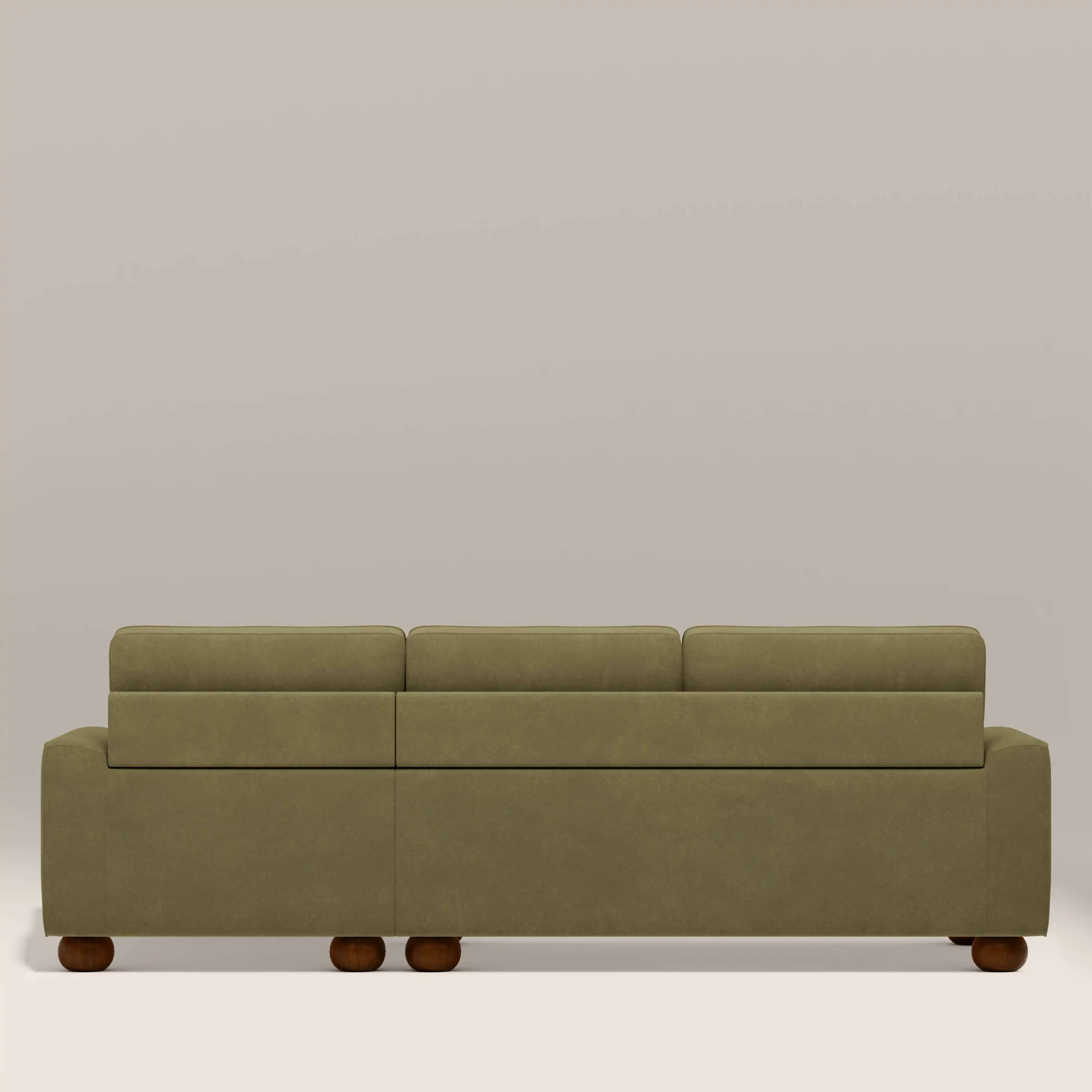 Nola Right Hand Chaise Sofa | Moss Green Sustainable Mohair Velvet - Image 6