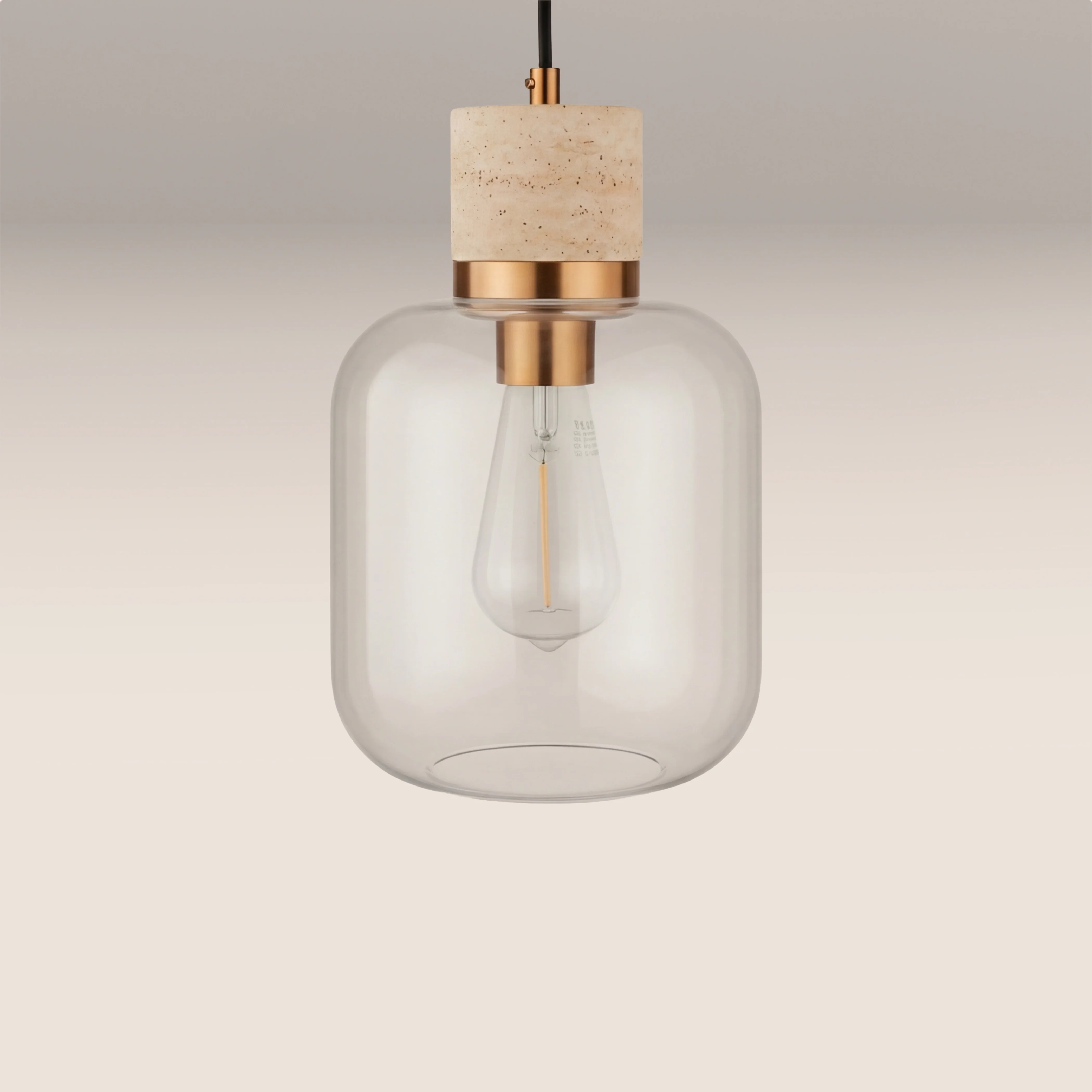 Nolan Pendant Light | Natural Travertine & Brass - Image 4