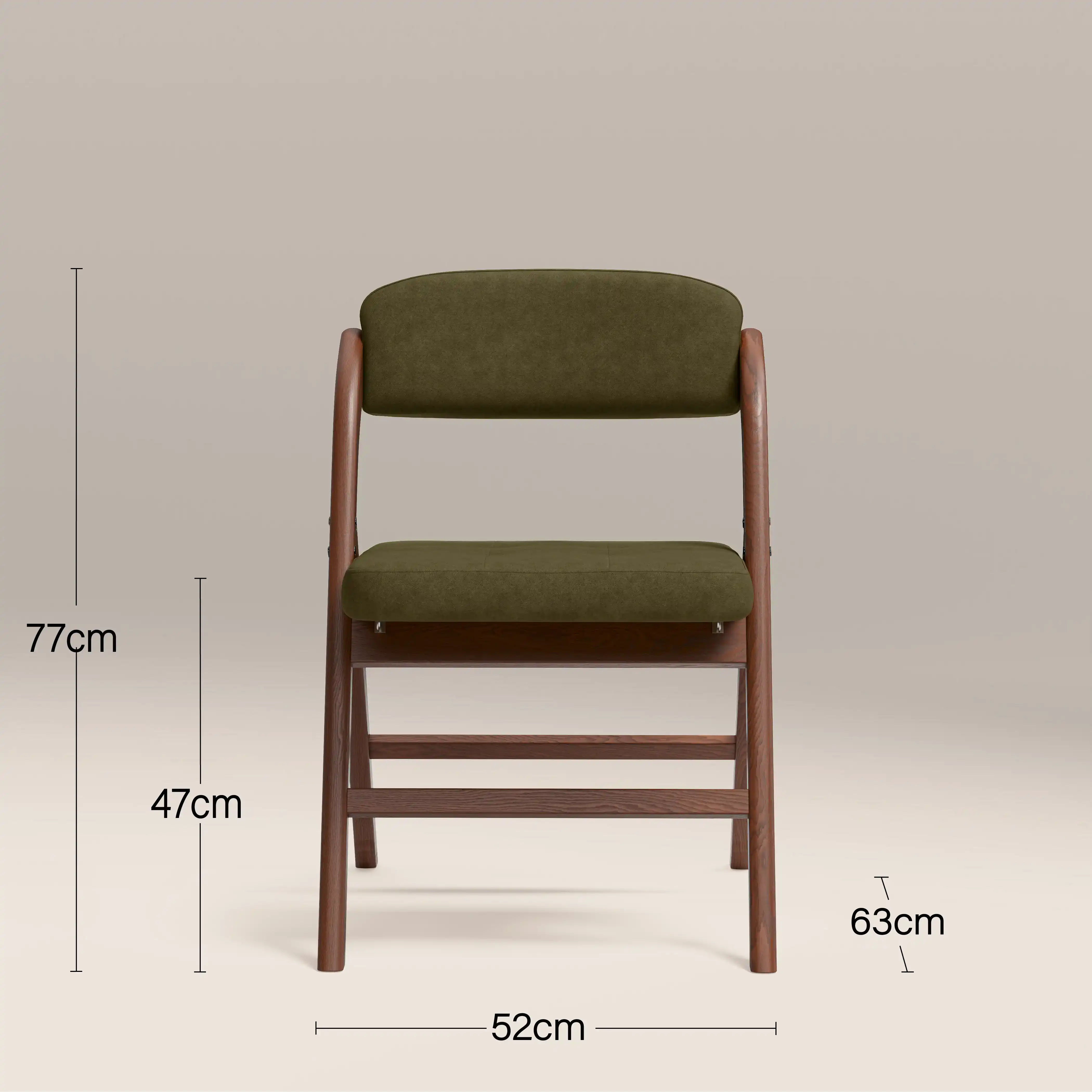 Nomad Folding Dining Chair | Moss Green Sustainable Mohair Velvet & Walnut - Image 9