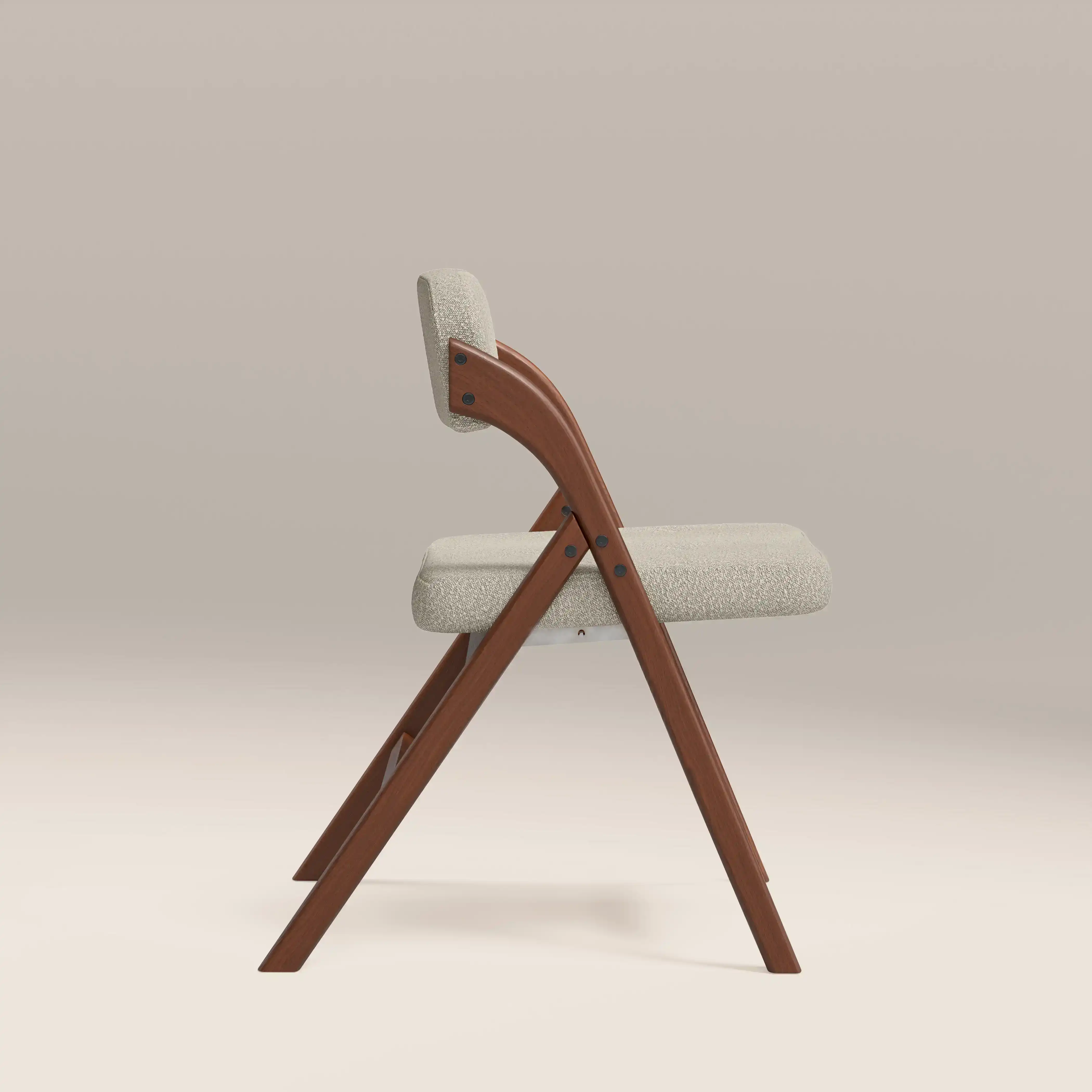 Nomad Folding Dining Chair | Speckled Stone Sustainable Boucle & Walnut - Image 4