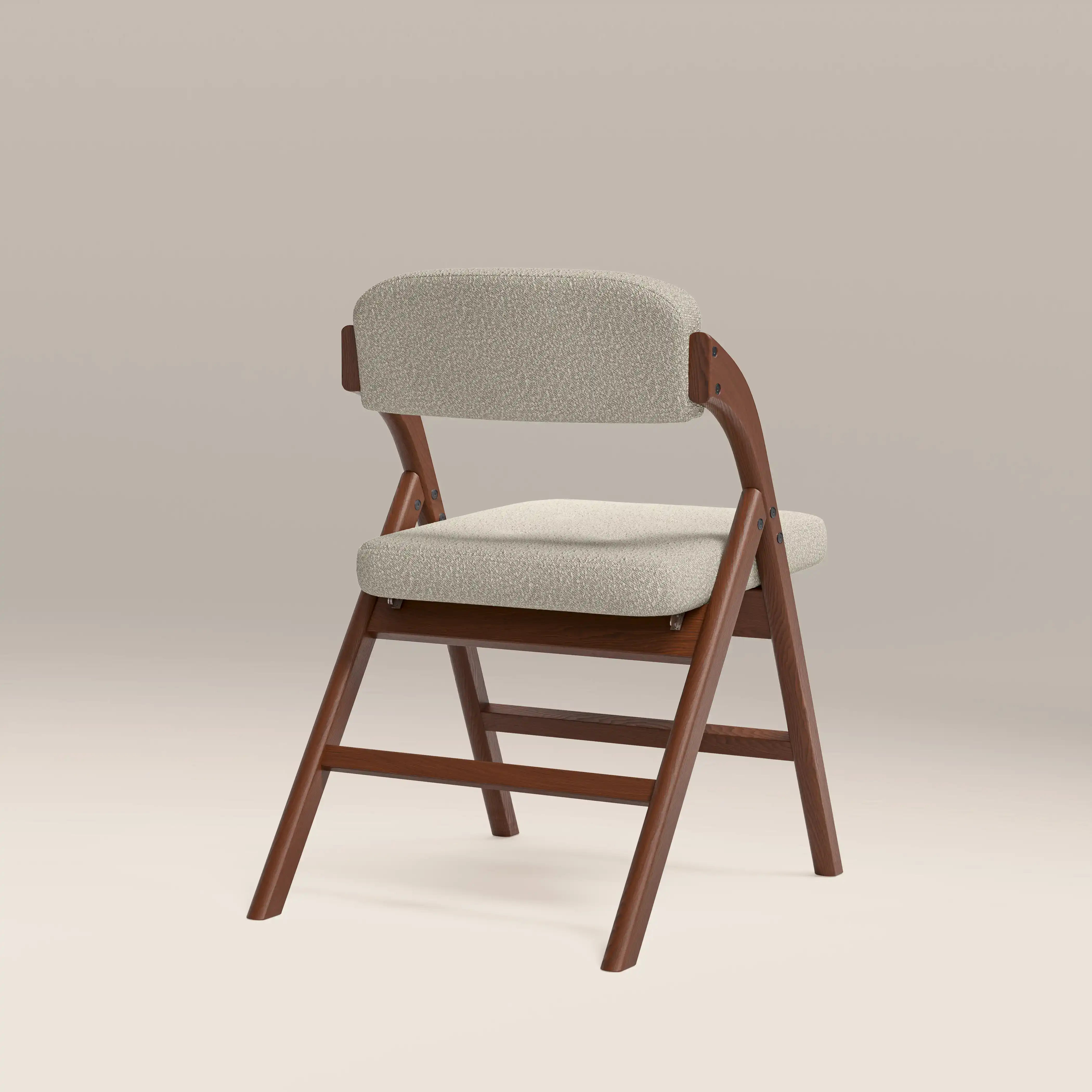 Nomad Folding Dining Chair | Speckled Stone Sustainable Boucle & Walnut - Image 5