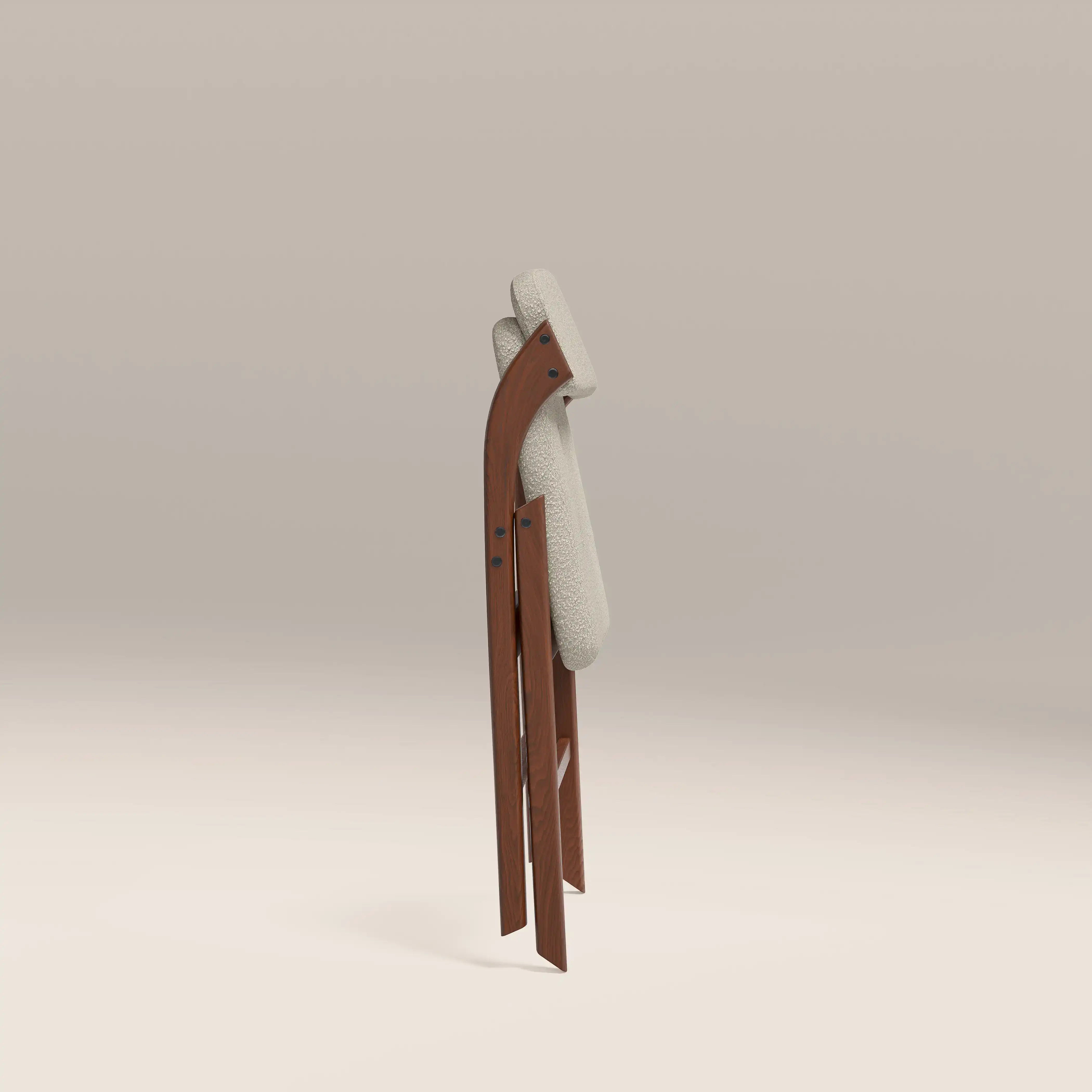 Nomad Folding Dining Chair | Speckled Stone Sustainable Boucle & Walnut - Image 7
