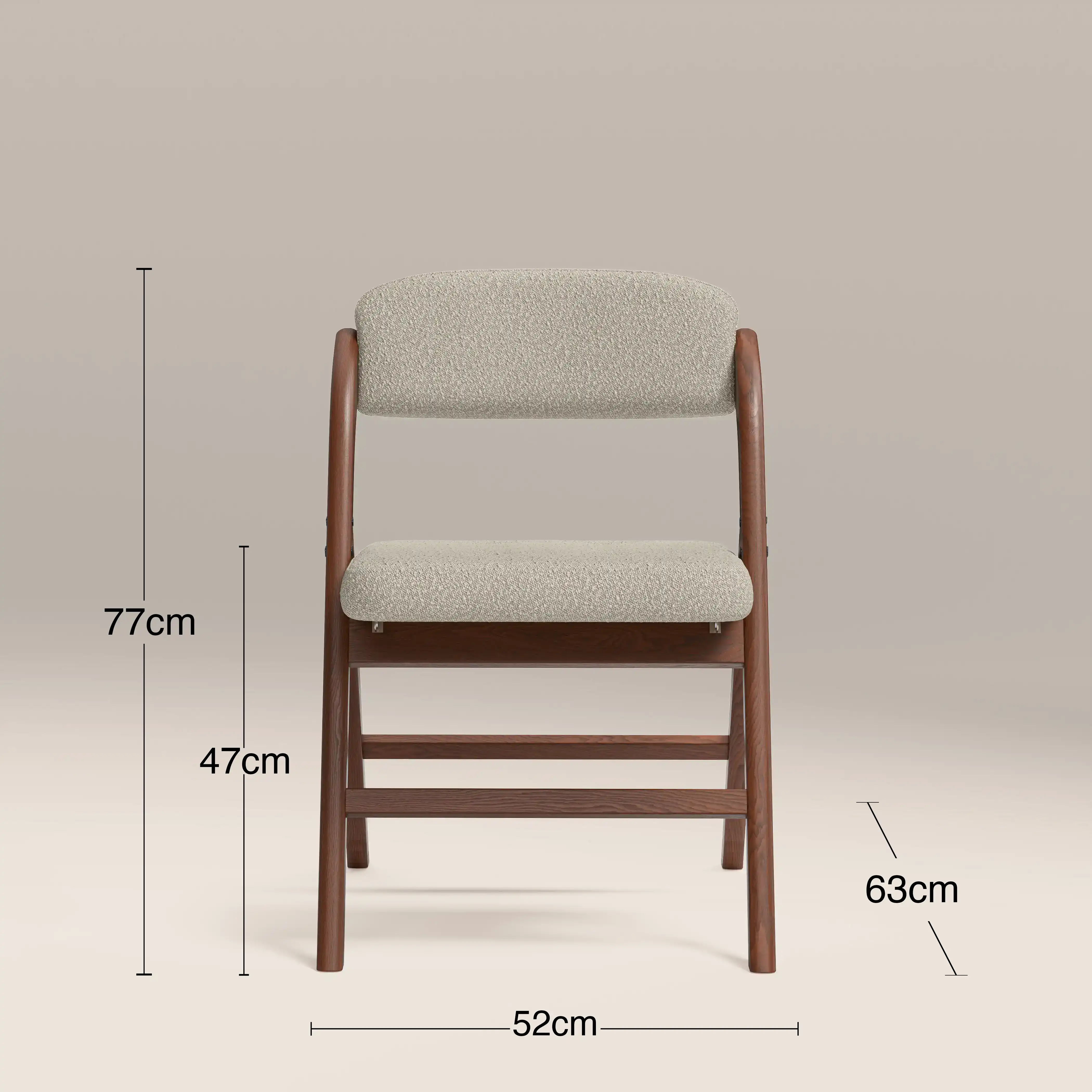 Nomad Folding Dining Chair | Speckled Stone Sustainable Boucle & Walnut - Image 8
