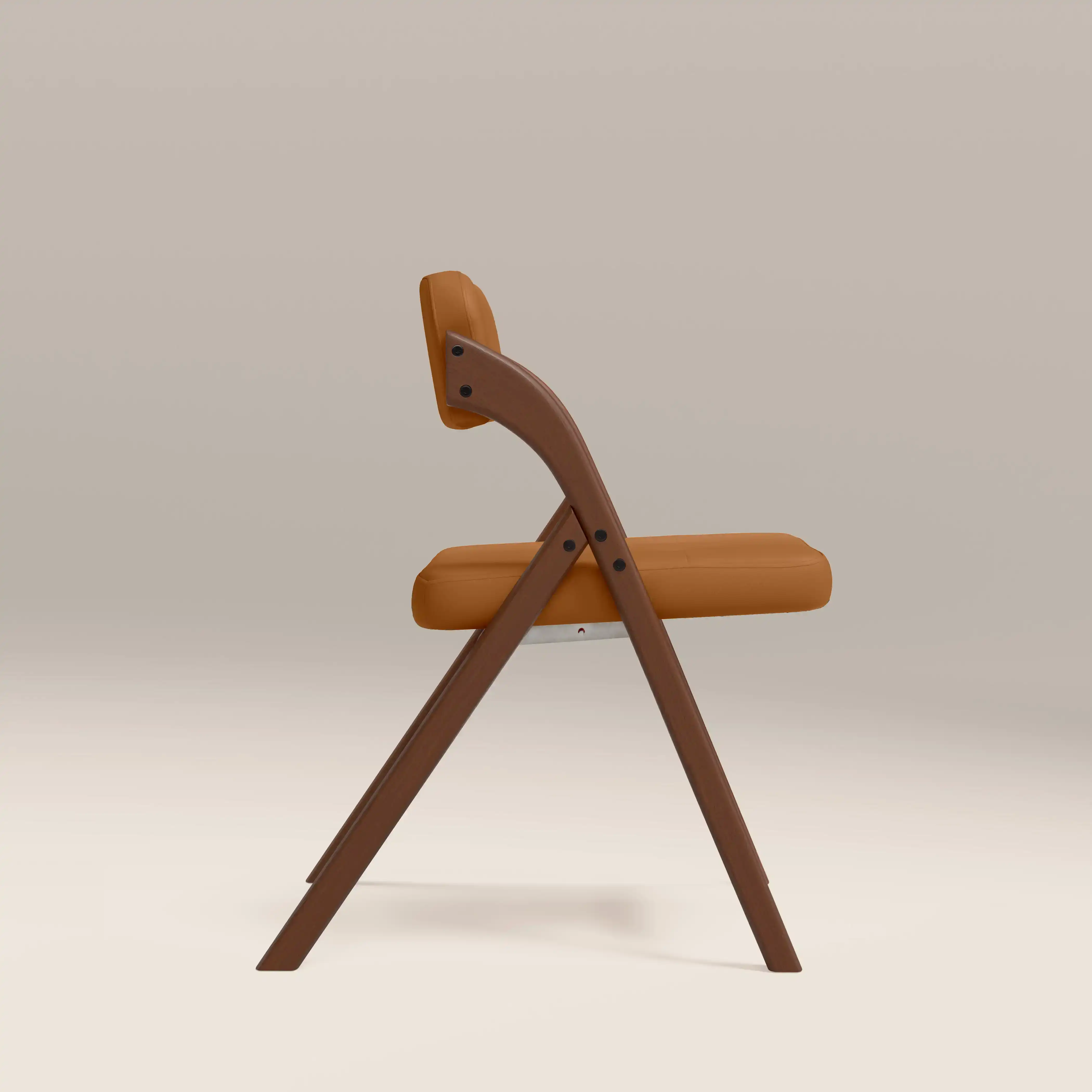 Nomad Folding Dining Chair | Tuscan Tan Faux Leather & Walnut - Image 4