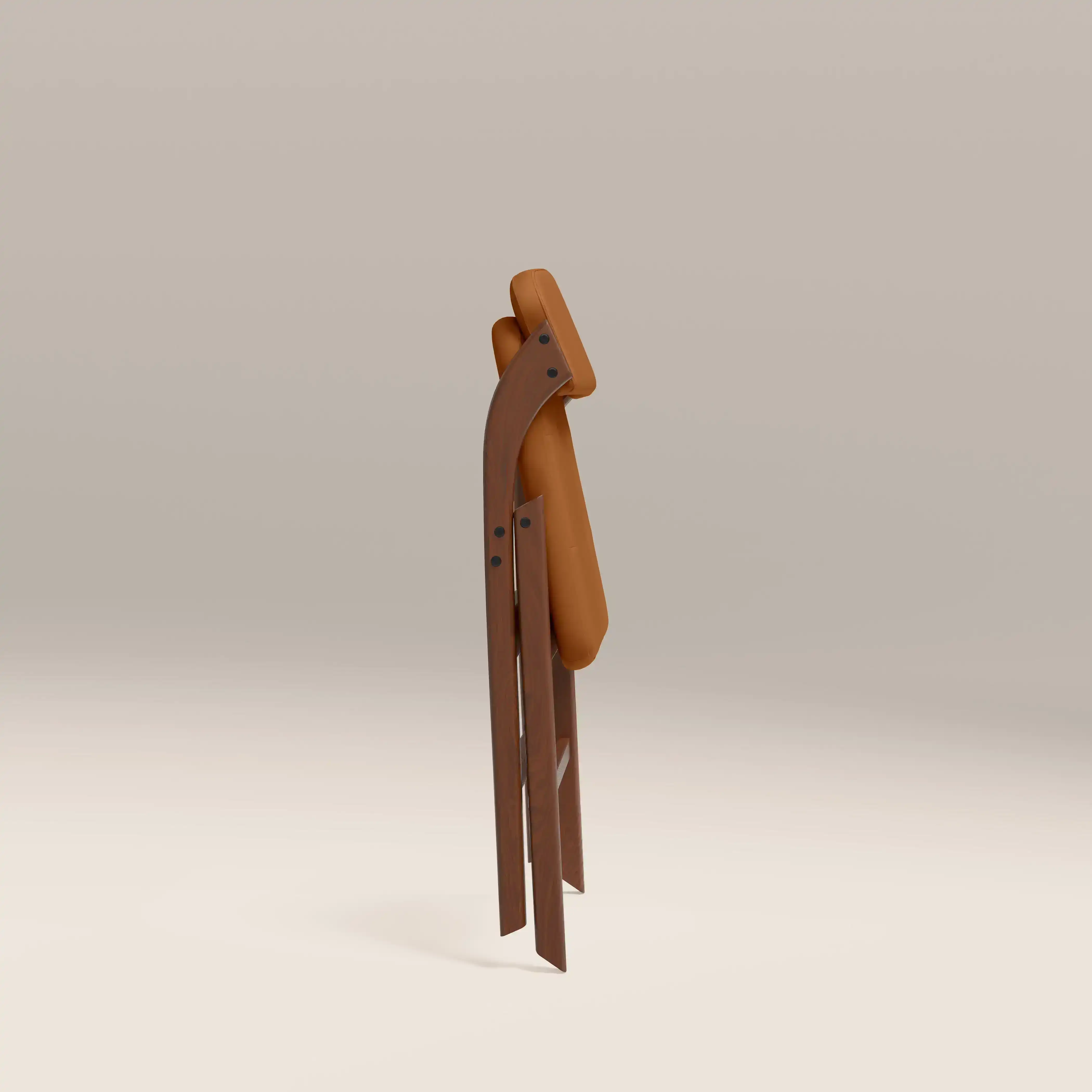 Nomad Folding Dining Chair | Tuscan Tan Faux Leather & Walnut - Image 7