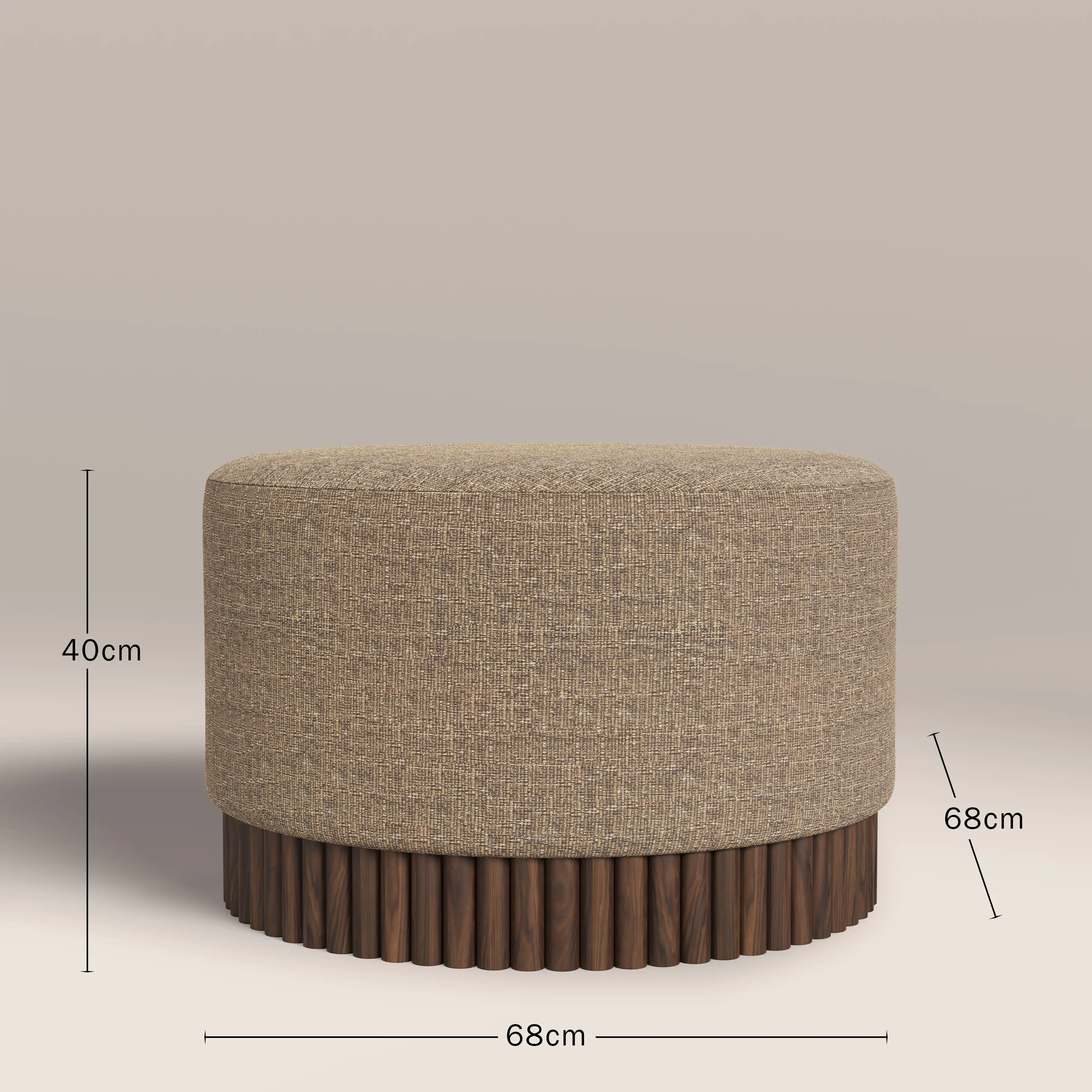 Oberon Footstool | Speckled Cappuccino Boucle & Walnut - Image 6