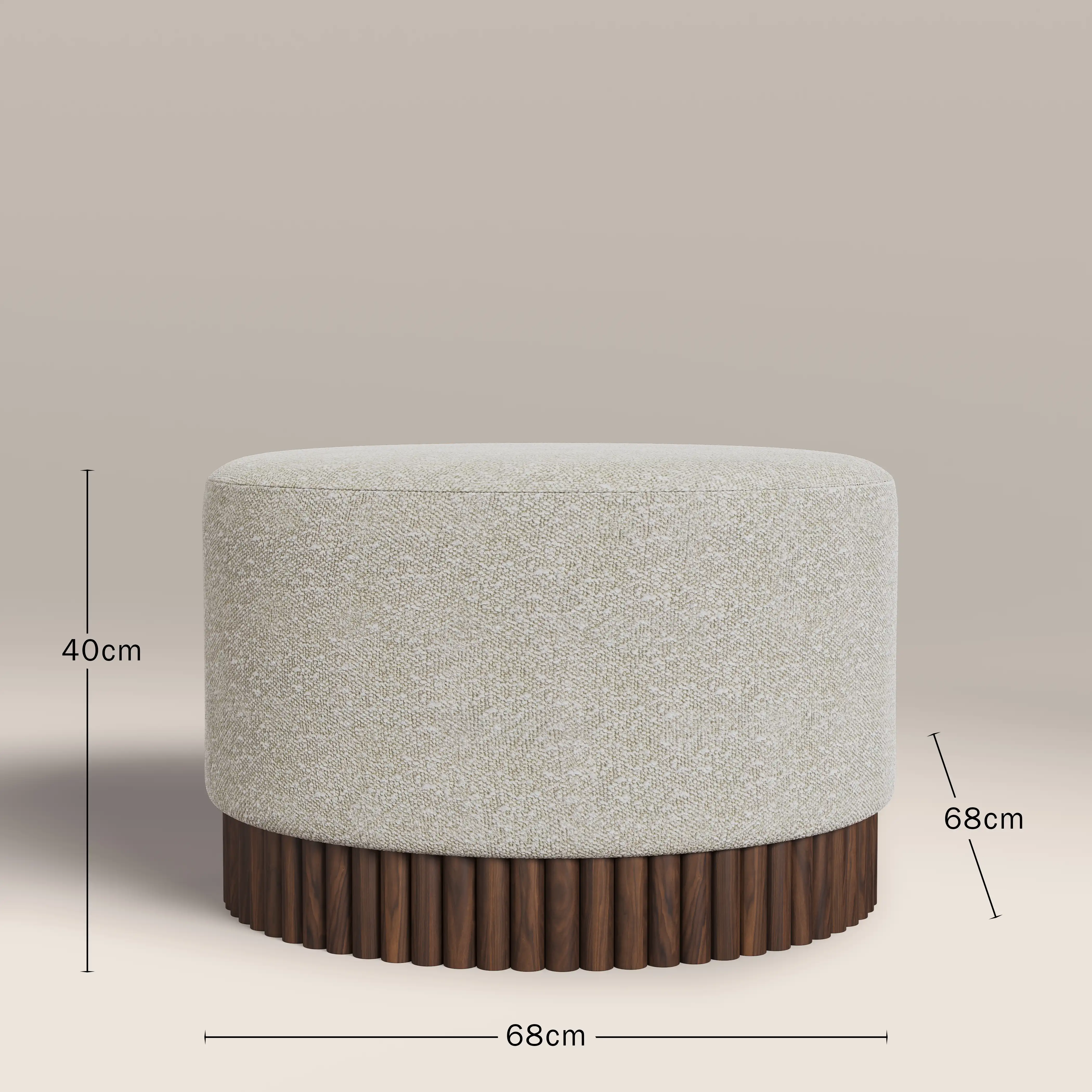 Oberon Footstool | Speckled Stone Sustainable Boucle & Walnut - Image 5