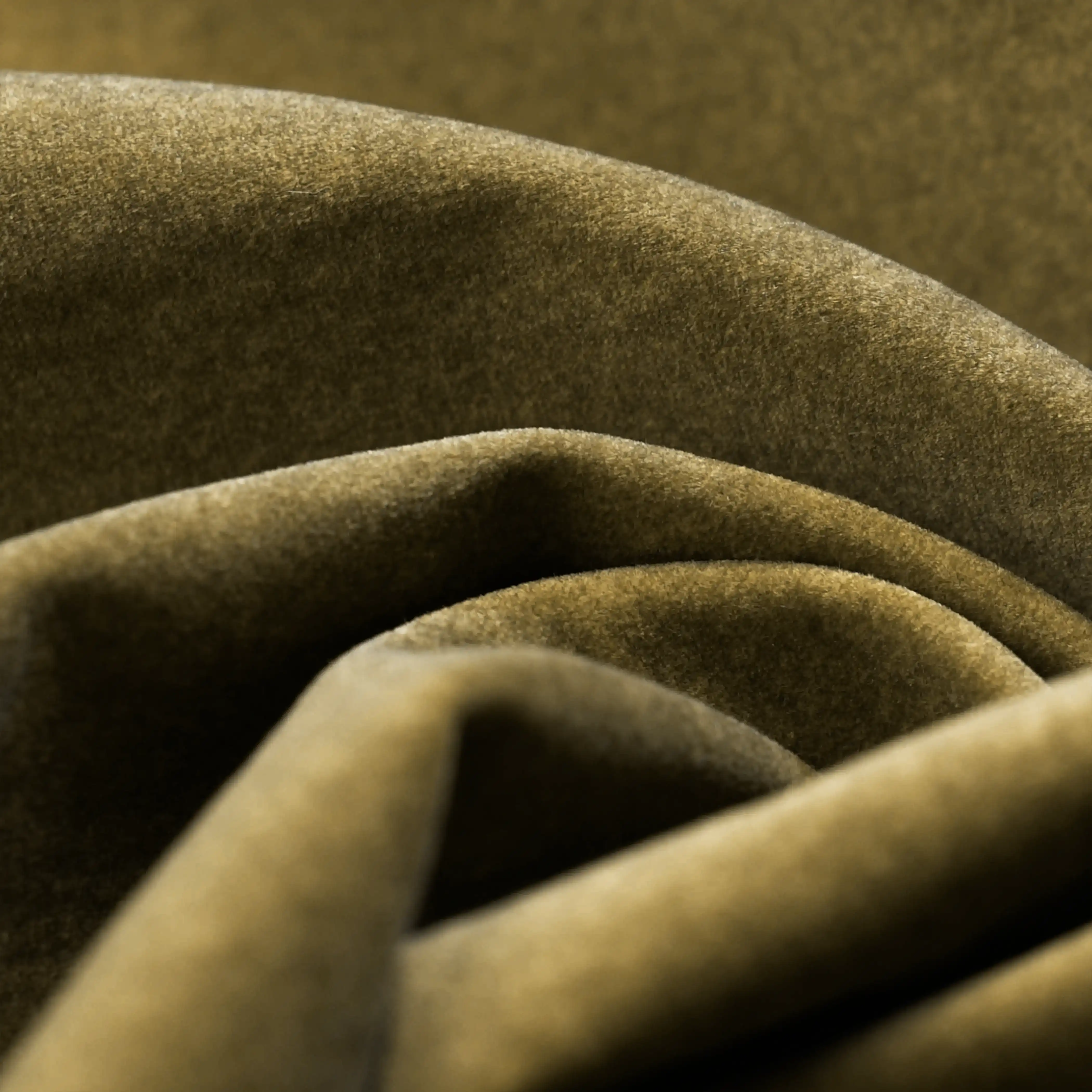Oberon Pouffe | Moss Green Sustainable Mohair Velvet & Walnut - Image 3