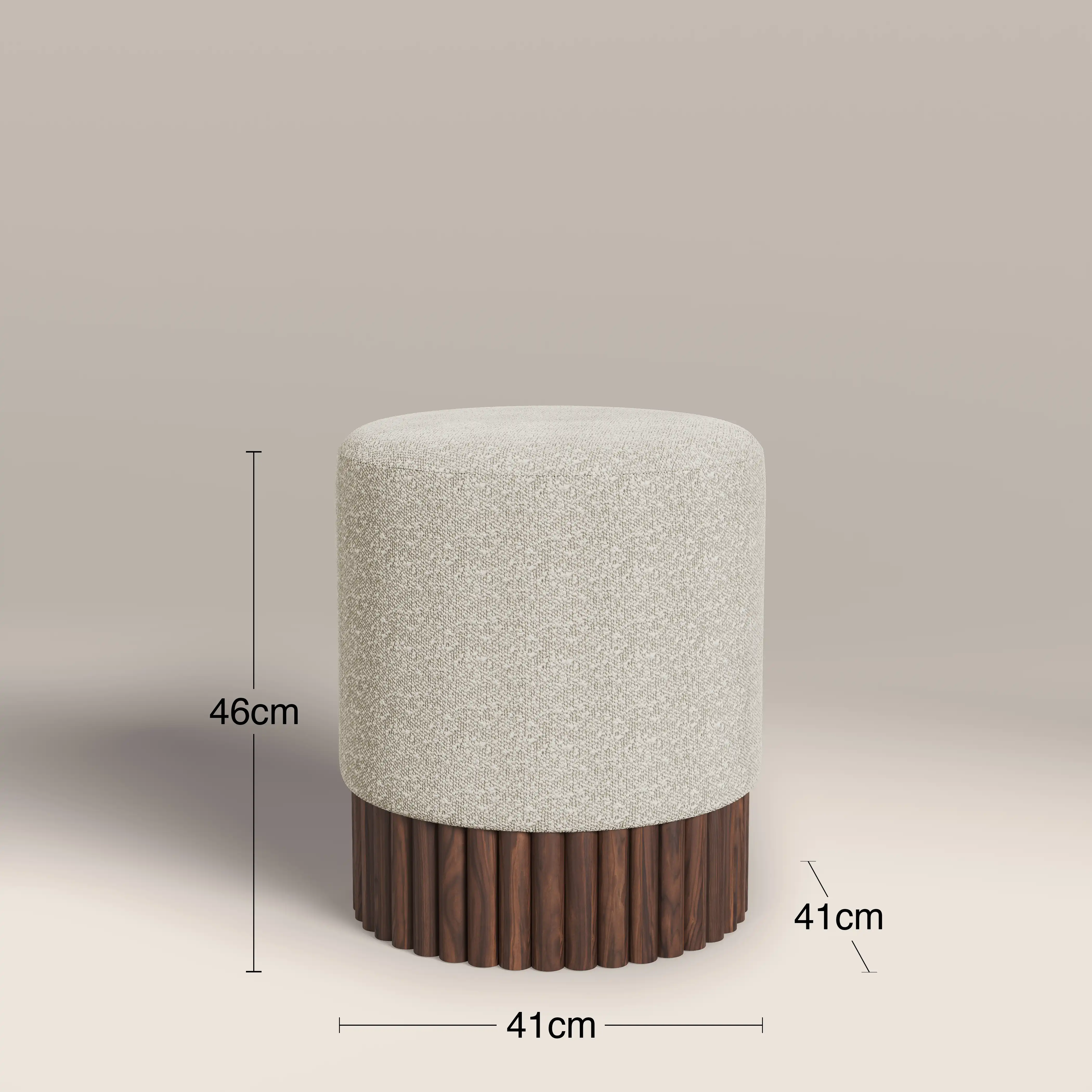 Oberon Pouffe | Speckled Stone Sustainable Boucle & Walnut - Image 5