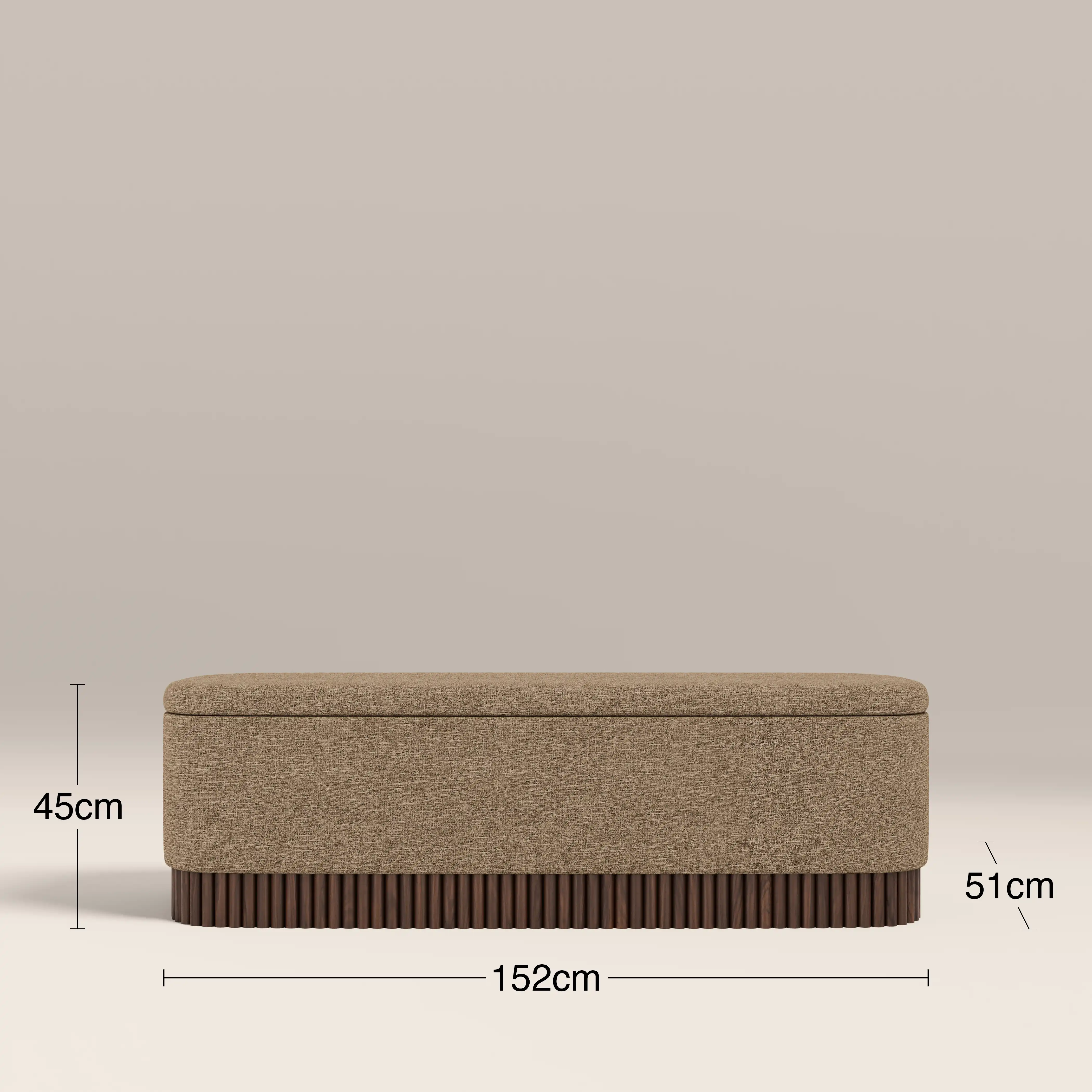 Oberon Storage Ottoman | Speckled Cappuccino Boucle & Walnut - Image 5