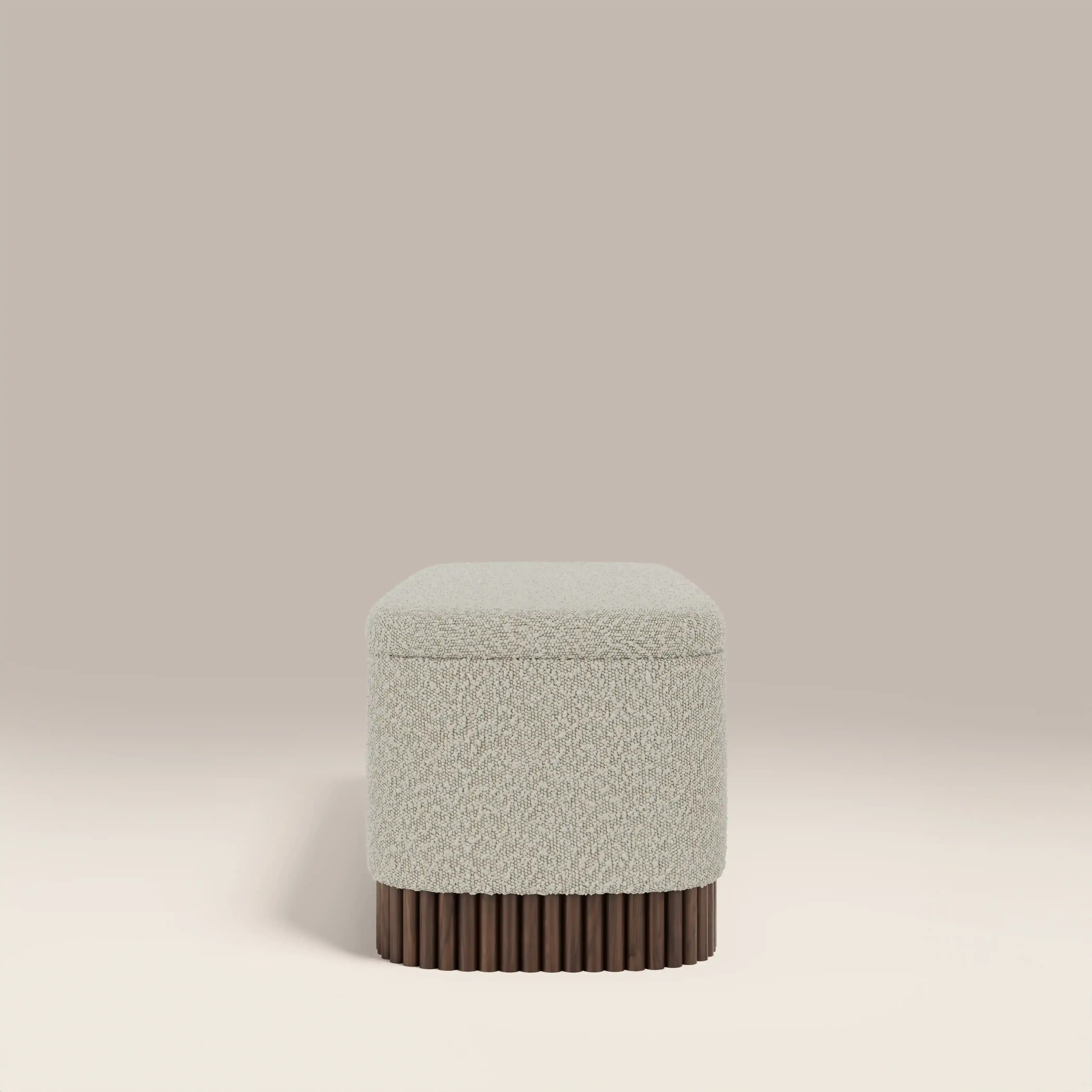 Oberon Storage Ottoman | Speckled Stone Sustainable Boucle & Walnut - Image 5