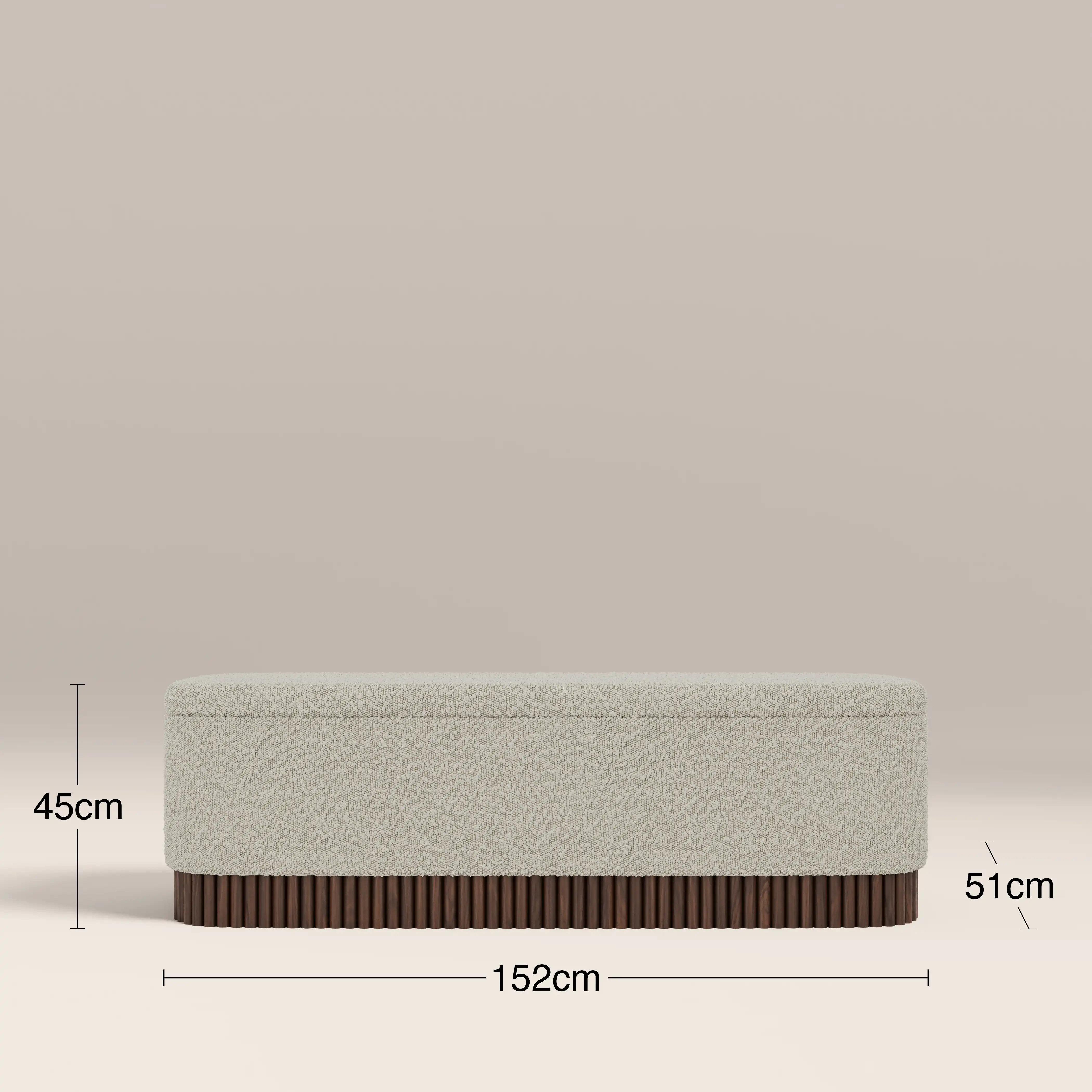 Oberon Storage Ottoman | Speckled Stone Sustainable Boucle & Walnut - Image 6