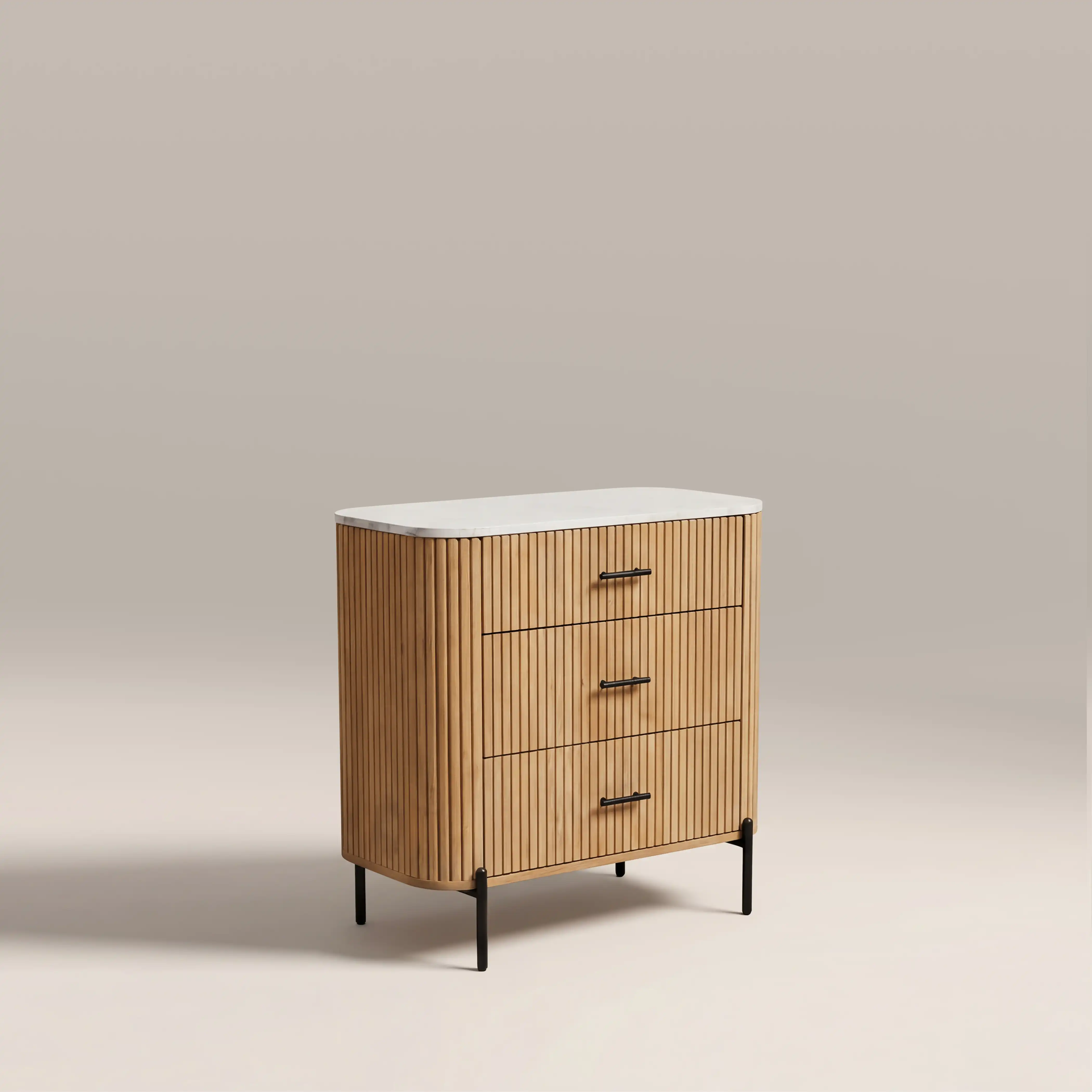 Oliver 3 Drawer Chest of Drawers | White Marble & Natural - Image 3