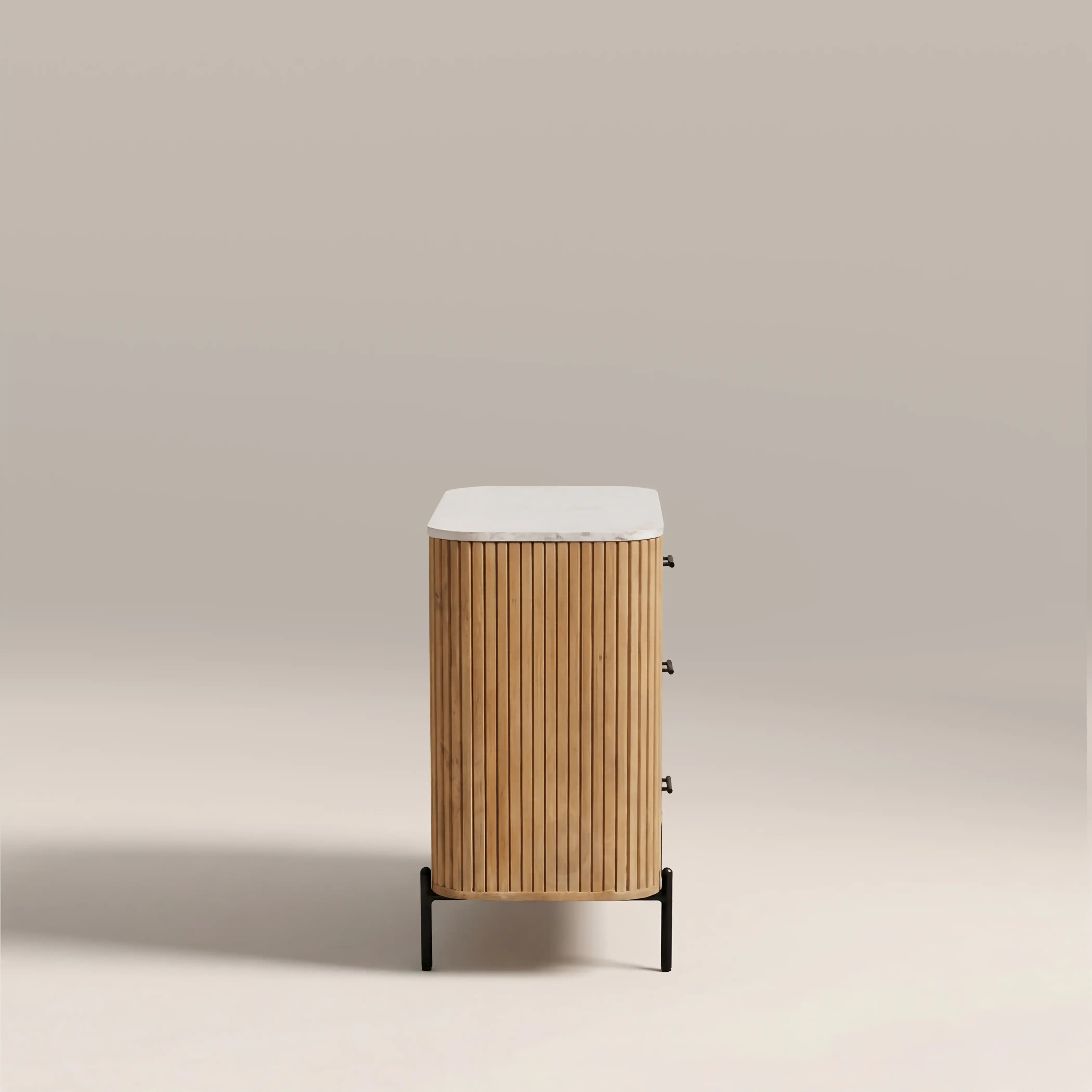 Oliver 3 Drawer Chest of Drawers | White Marble & Natural - Image 4