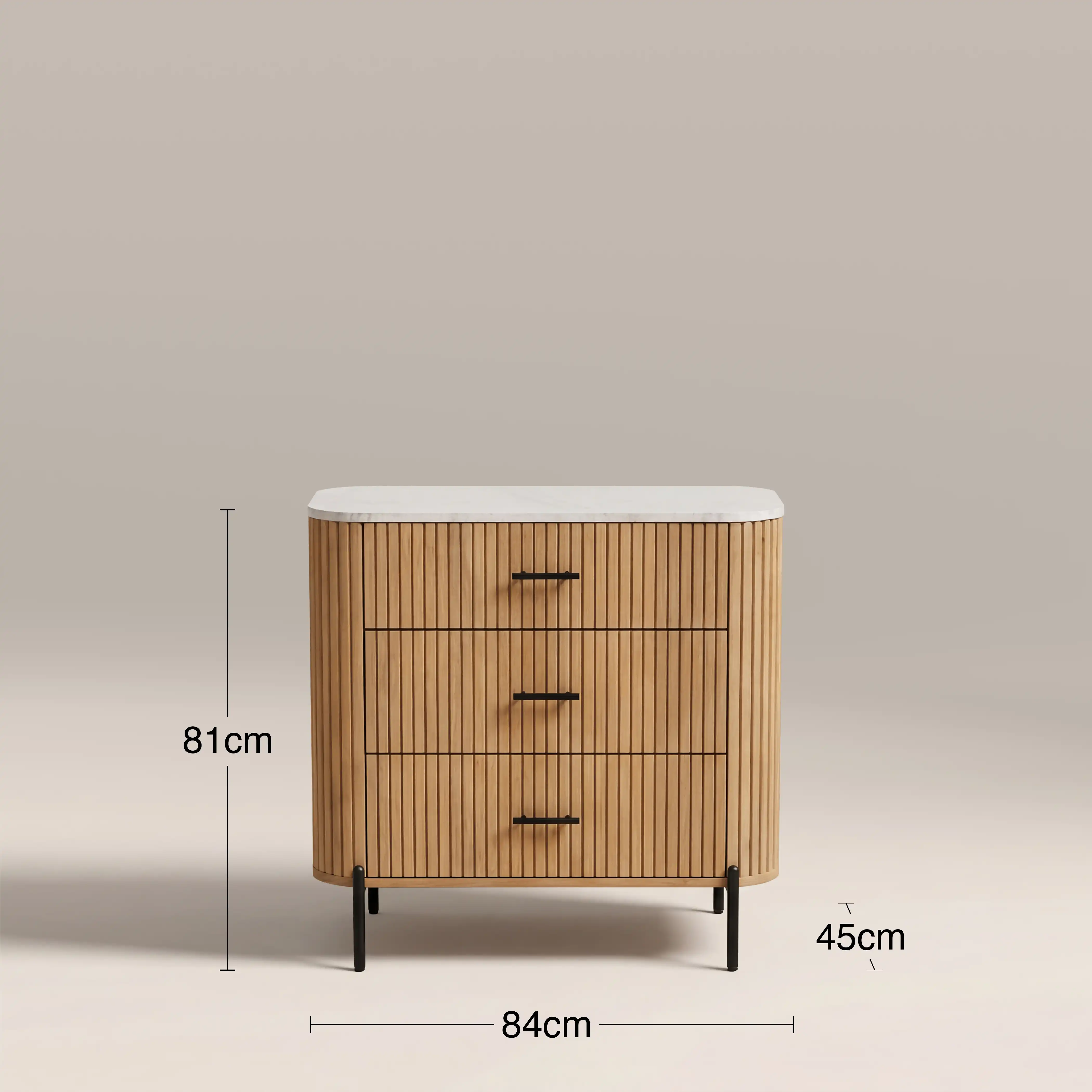 Oliver 3 Drawer Chest of Drawers | White Marble & Natural - Image 6
