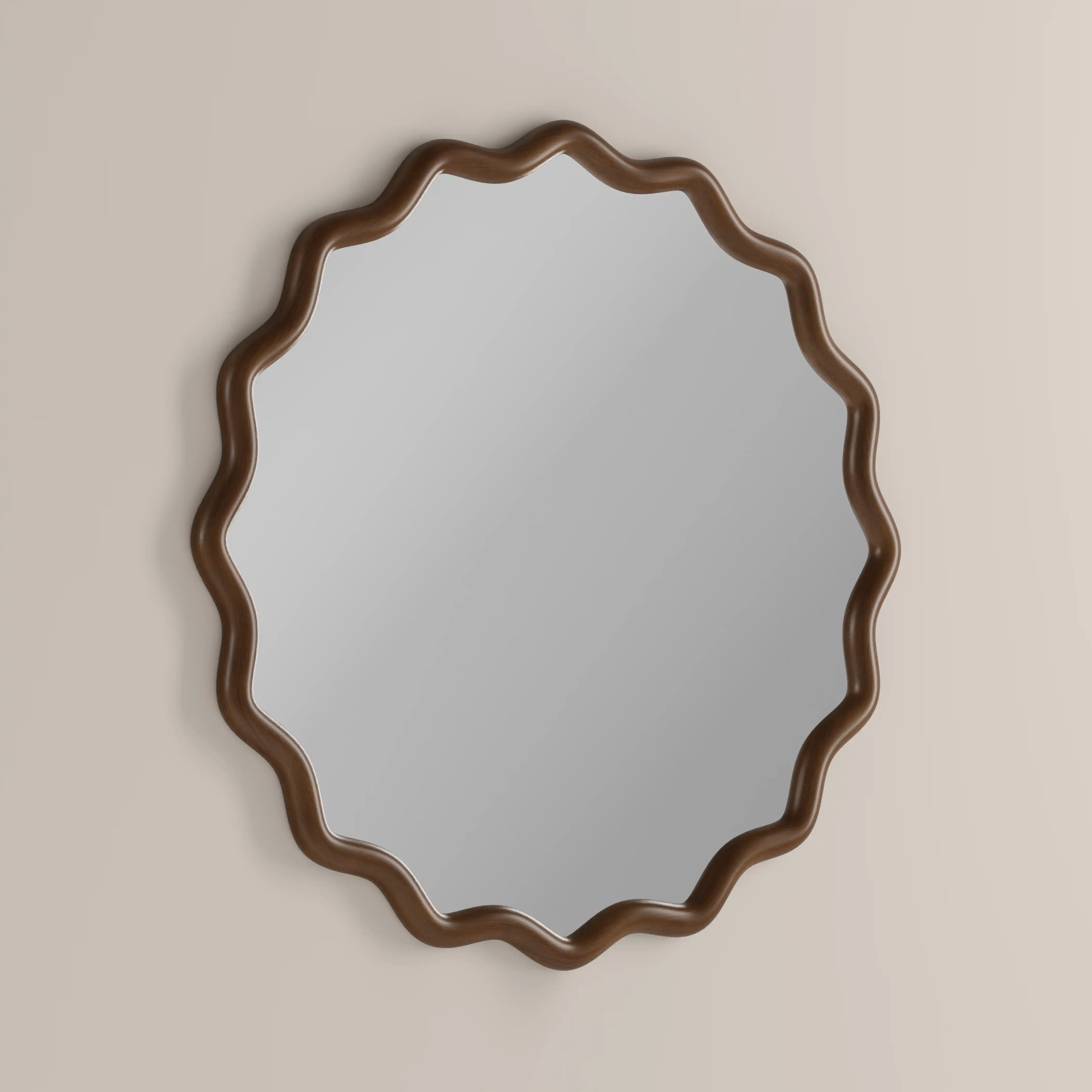 Osaka Round Wall Mirror, 80 cm | Walnut - Image 3