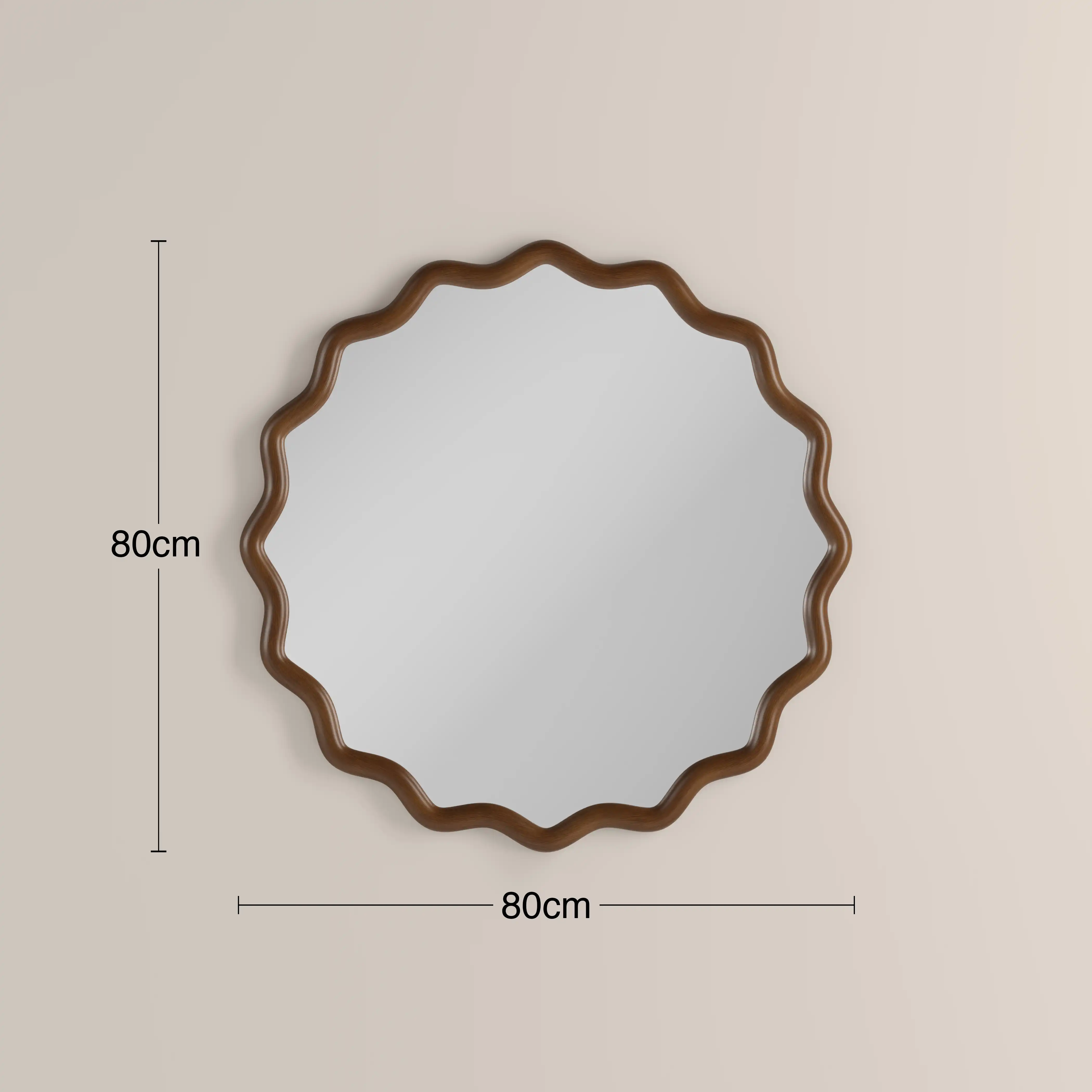 Osaka Round Wall Mirror, 80 cm | Walnut - Image 4
