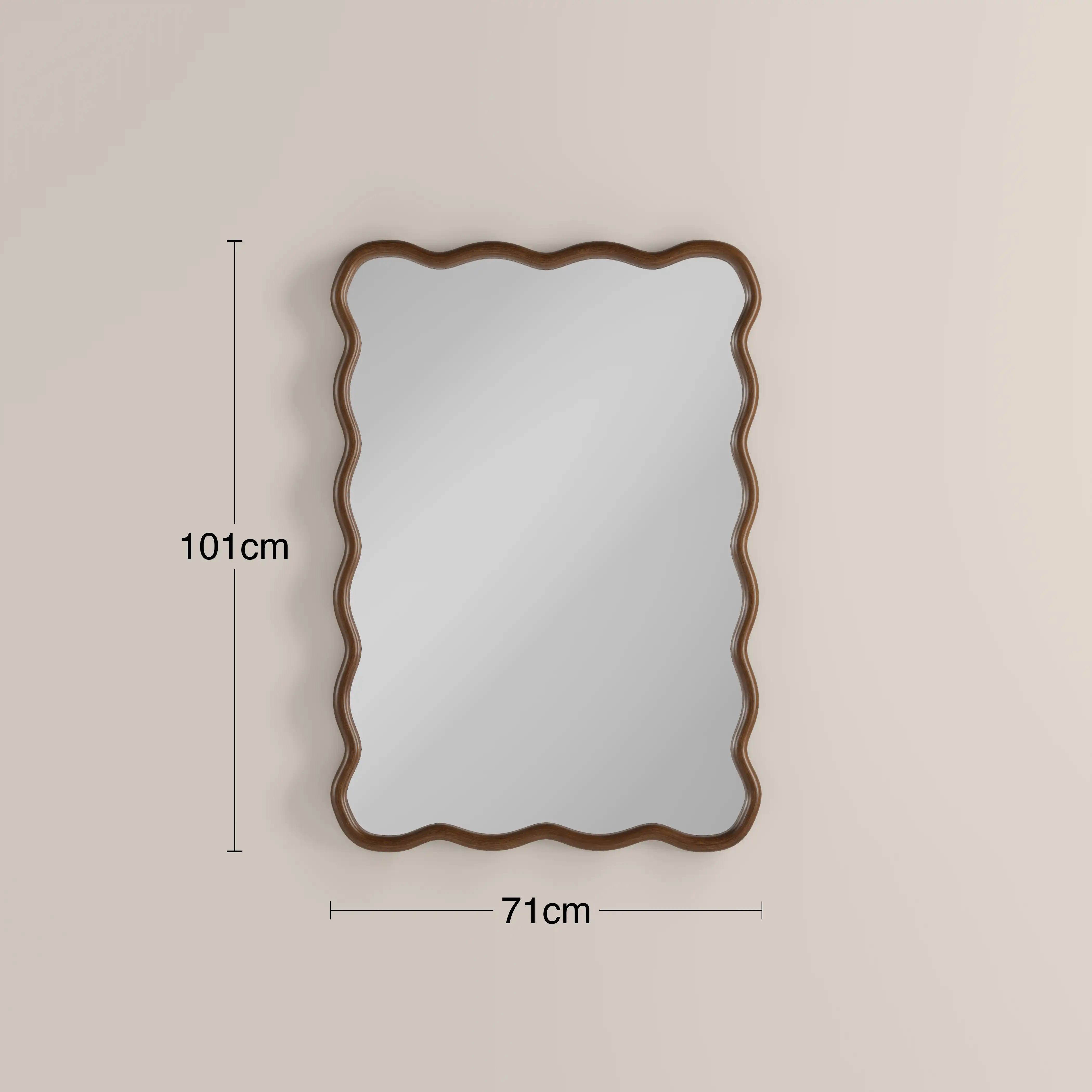 Osaka Wavy Wall Mirror, 101 x 71 cm | Walnut - Image 4