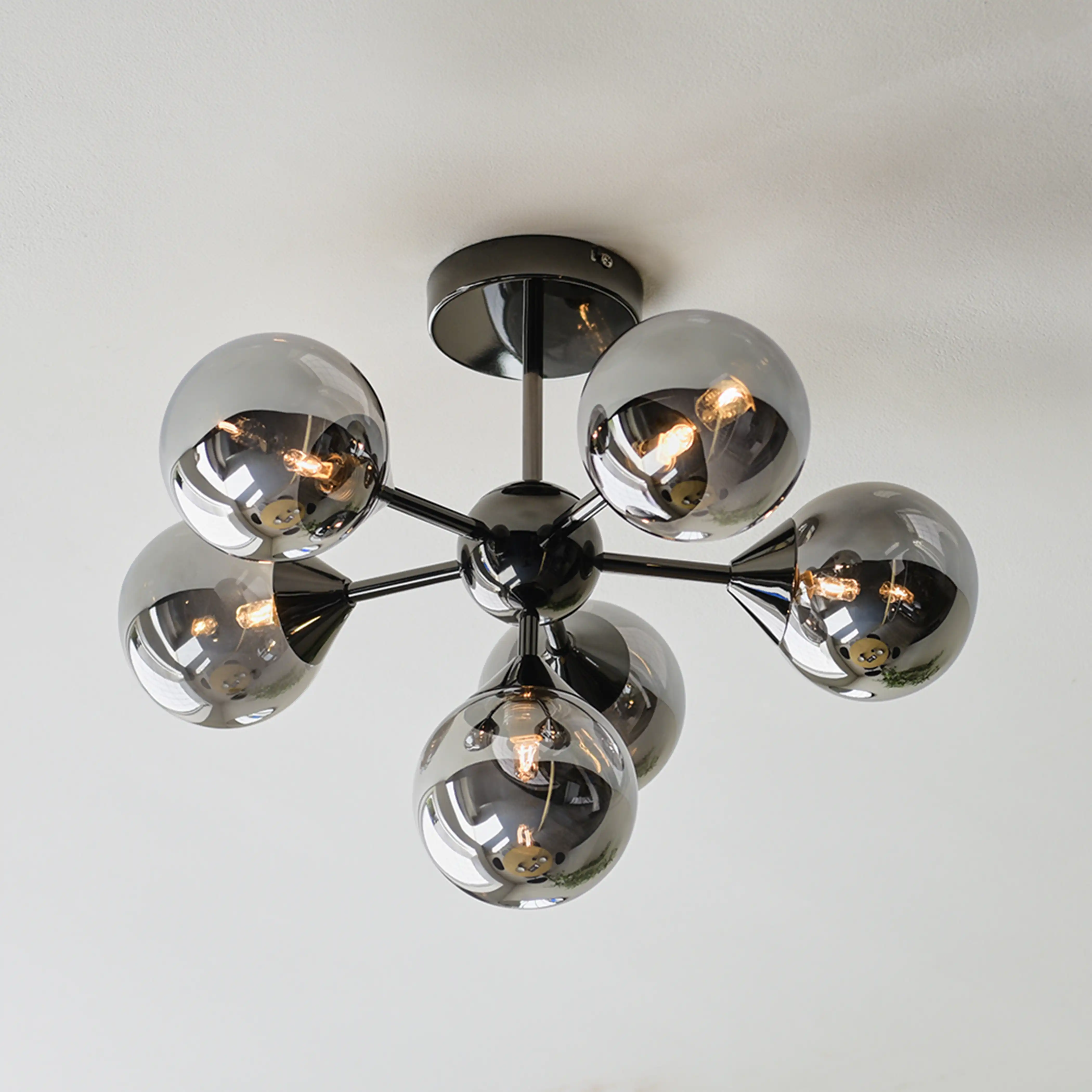 Oscar 6 Light Flush Ceiling Light | Black - Image 3