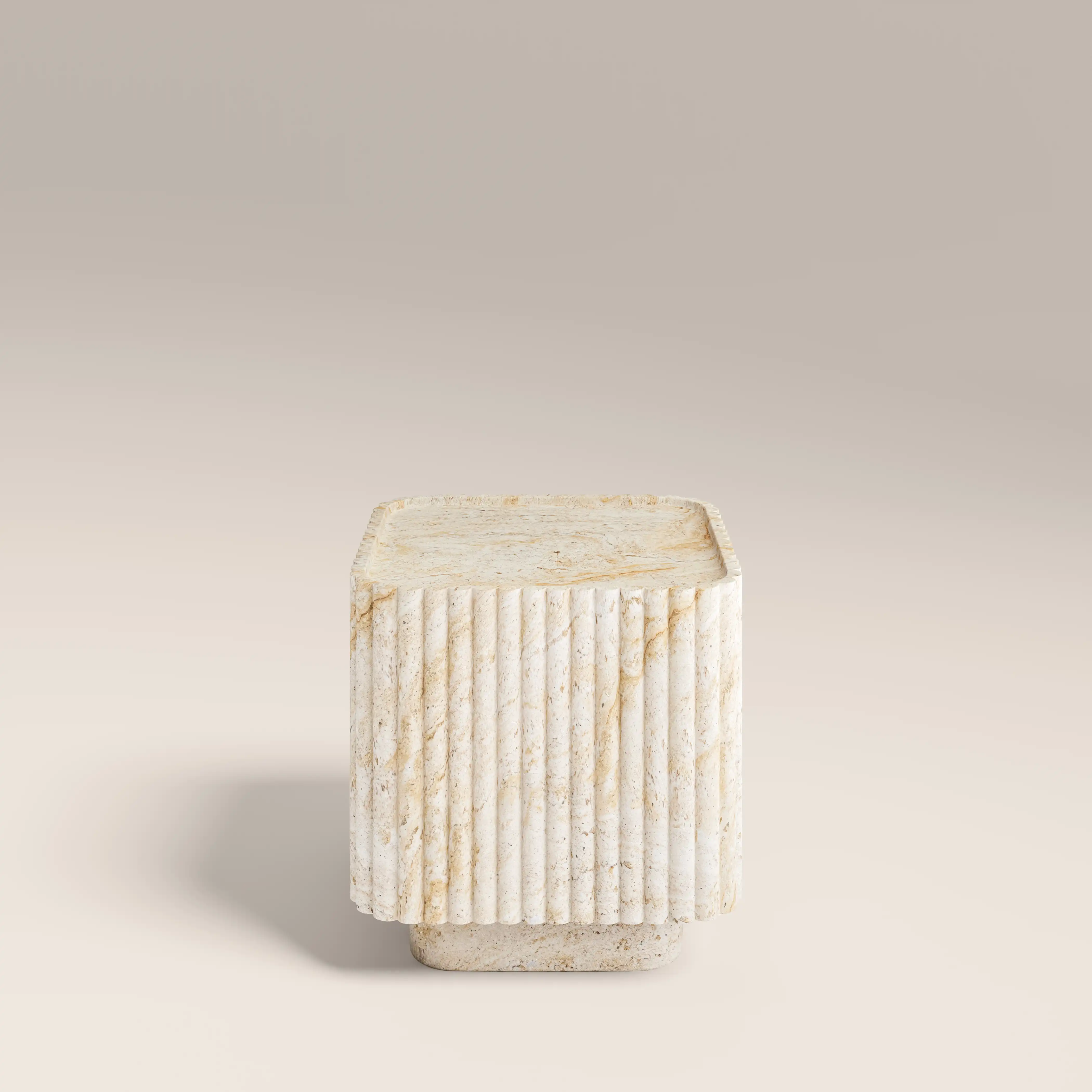 Osmond Square Side Table | Natural Travertine Effect - Image 4