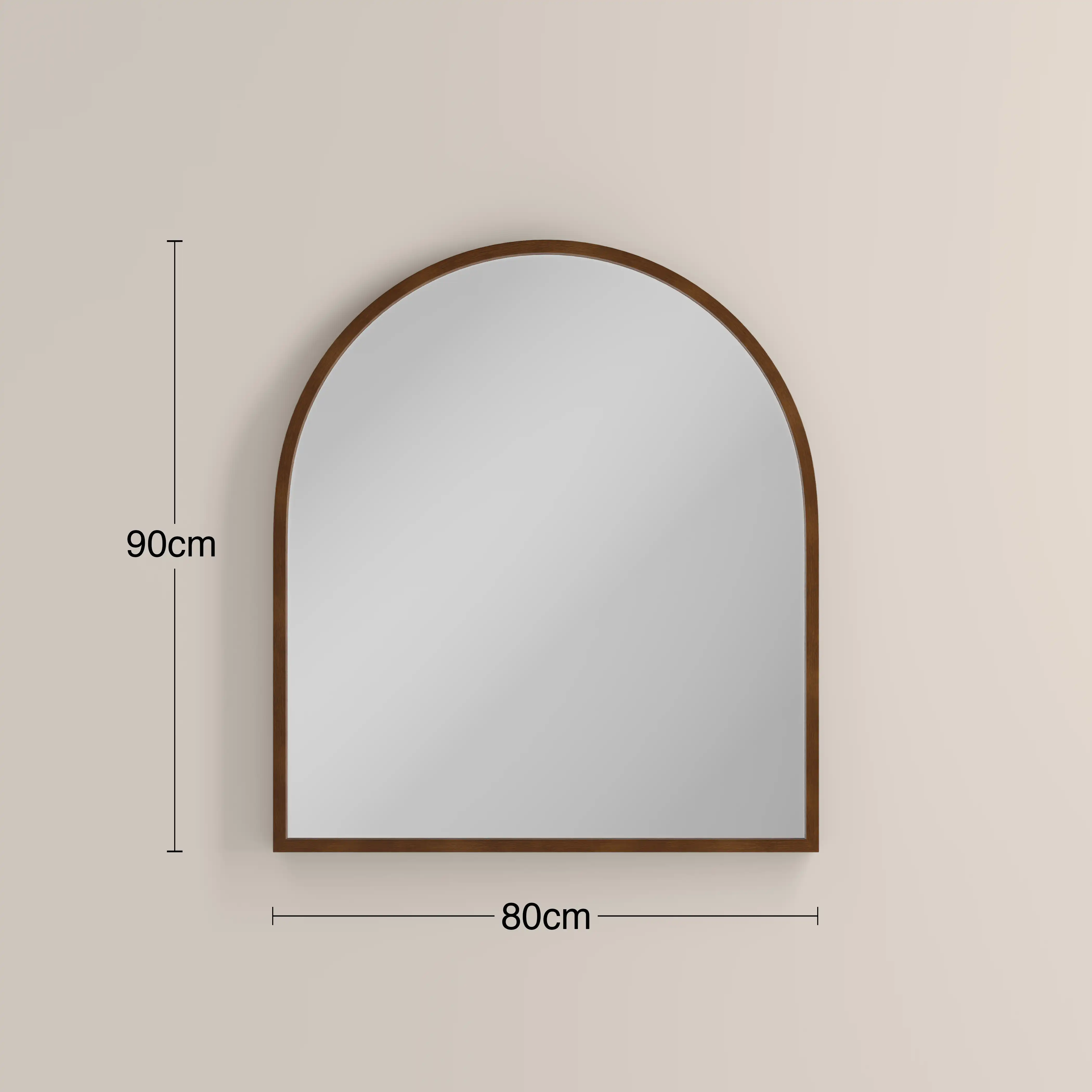 Oxleigh Arch Wall Mirror, 90 x 80 cm | Walnut - Image 4