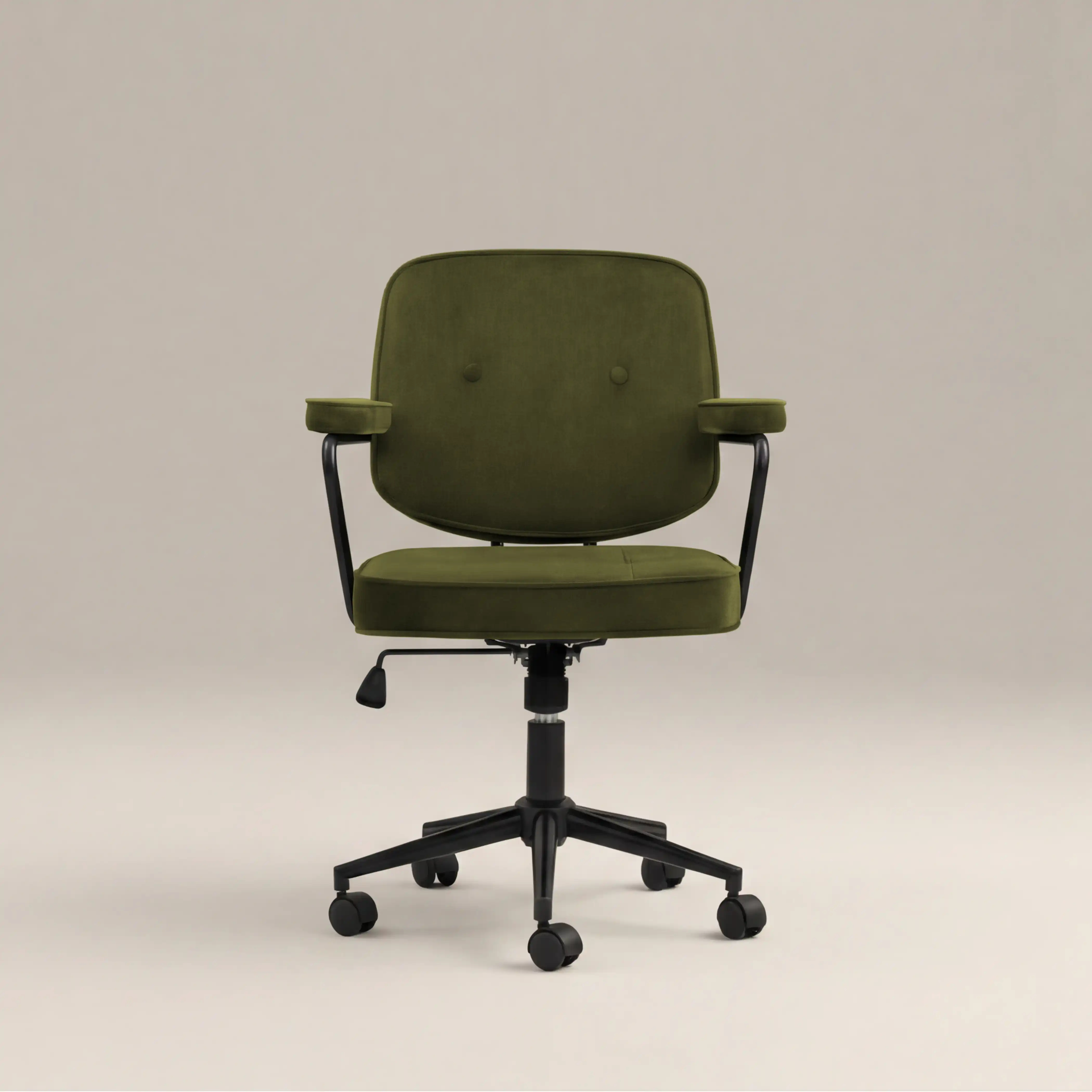 Paige Office Chair | Olive Green Sustainable Velvet & Black - Image 3