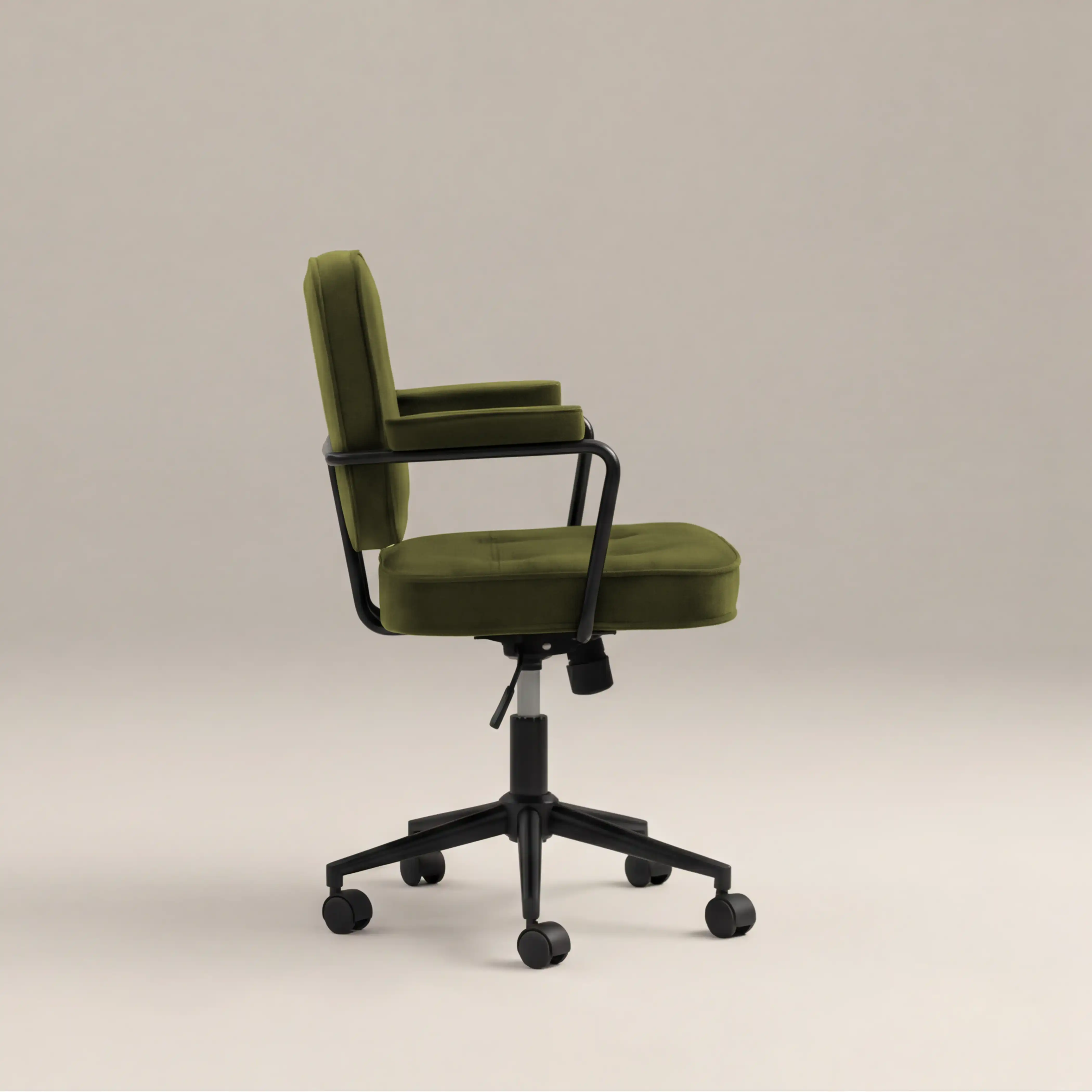 Paige Office Chair | Olive Green Sustainable Velvet & Black - Image 4