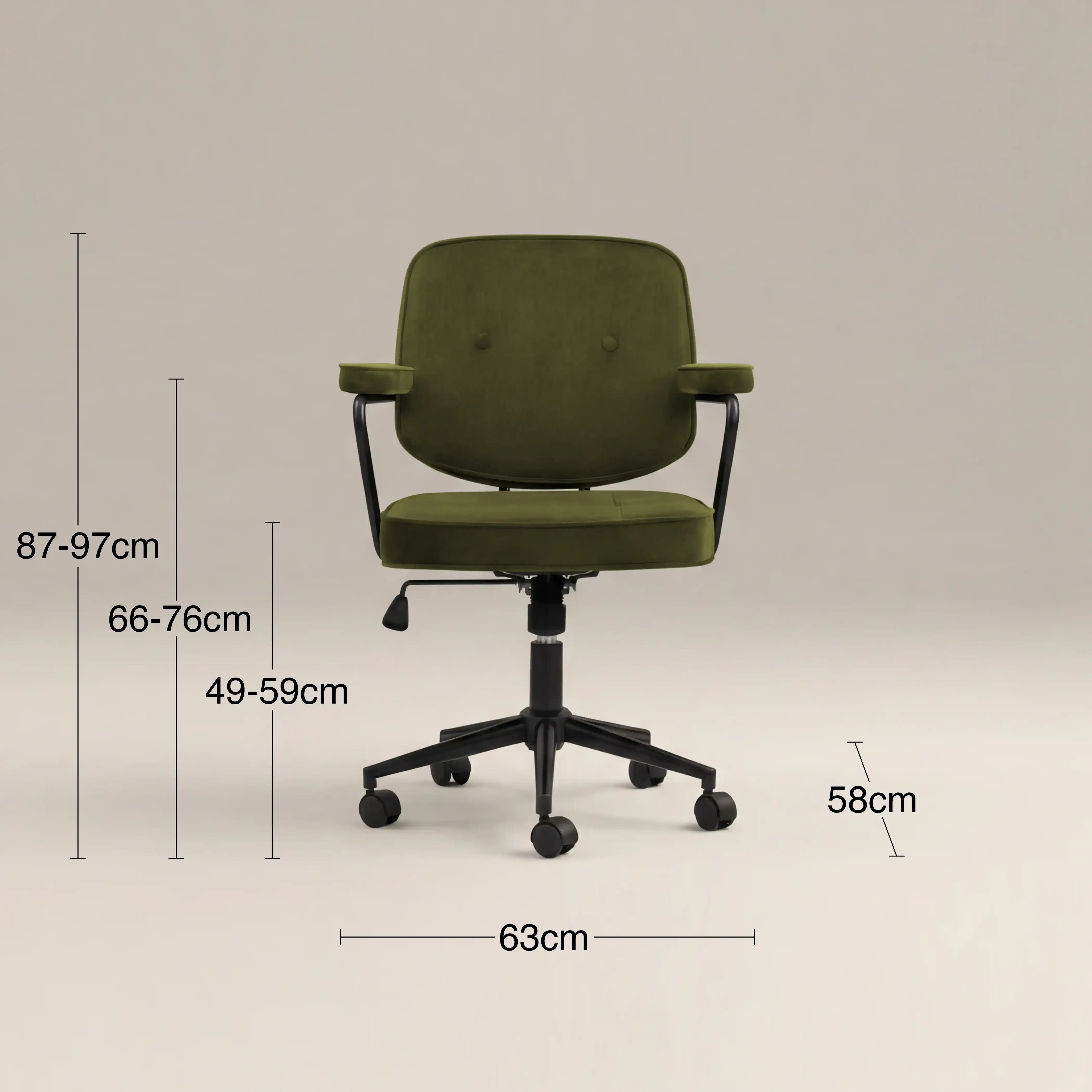 Paige Office Chair | Olive Green Sustainable Velvet & Black - Image 6