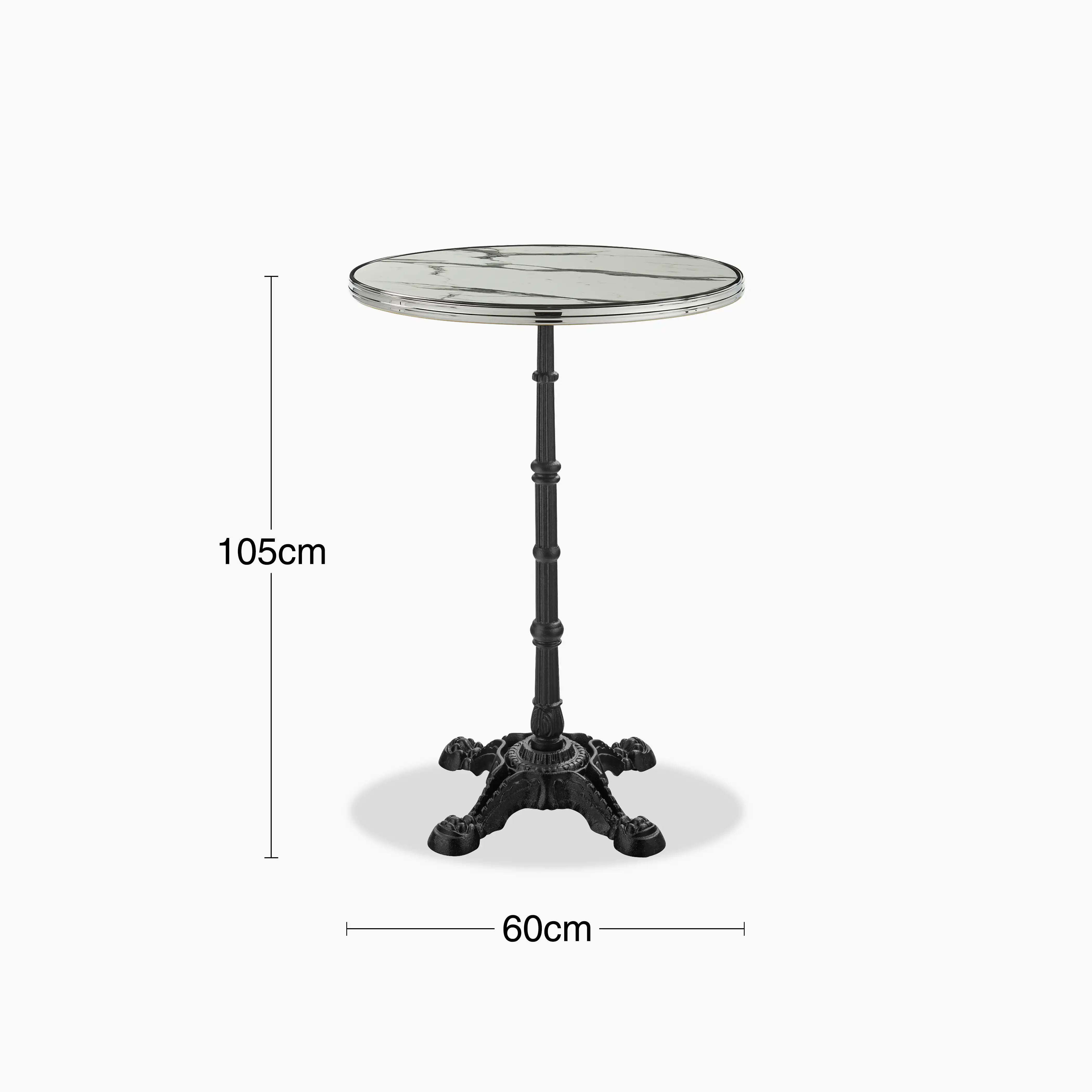 Parisian Style Flat Auto-Adjust Bar Table | White Marble & Chrome - Image 3