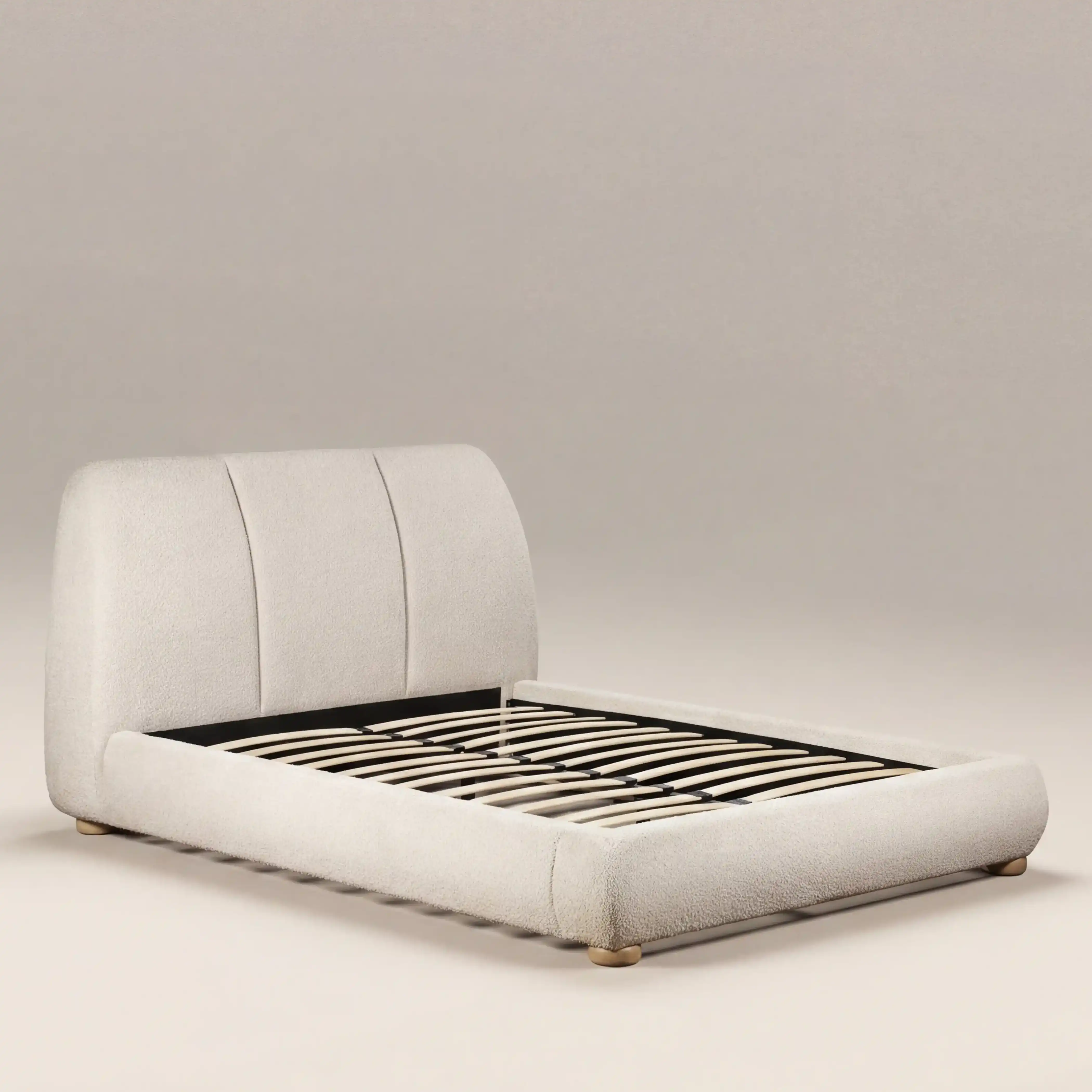 Paro Super King Bed | Ivory Boucle & Natural