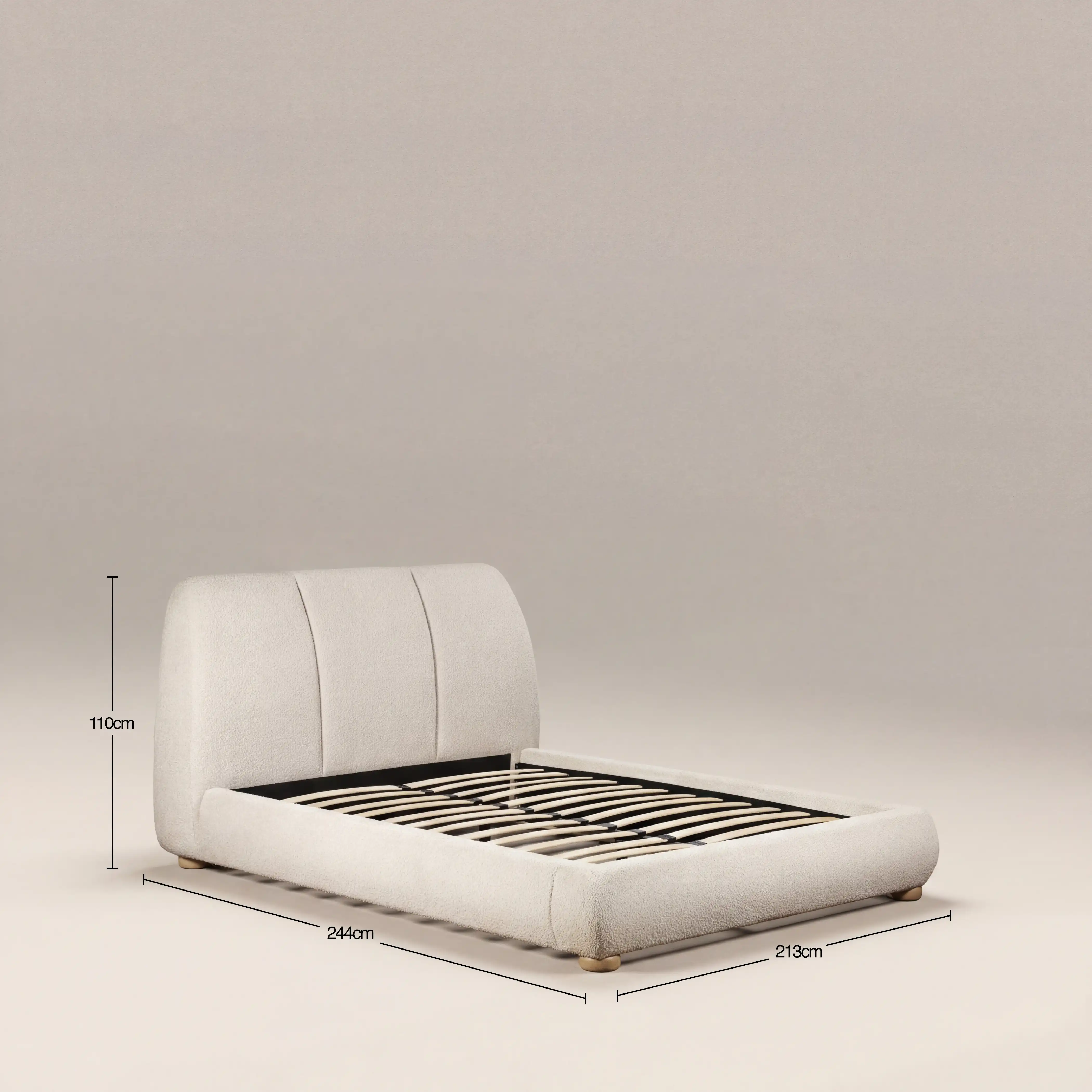 Paro Super King Bed | Ivory Boucle & Natural - Image 5
