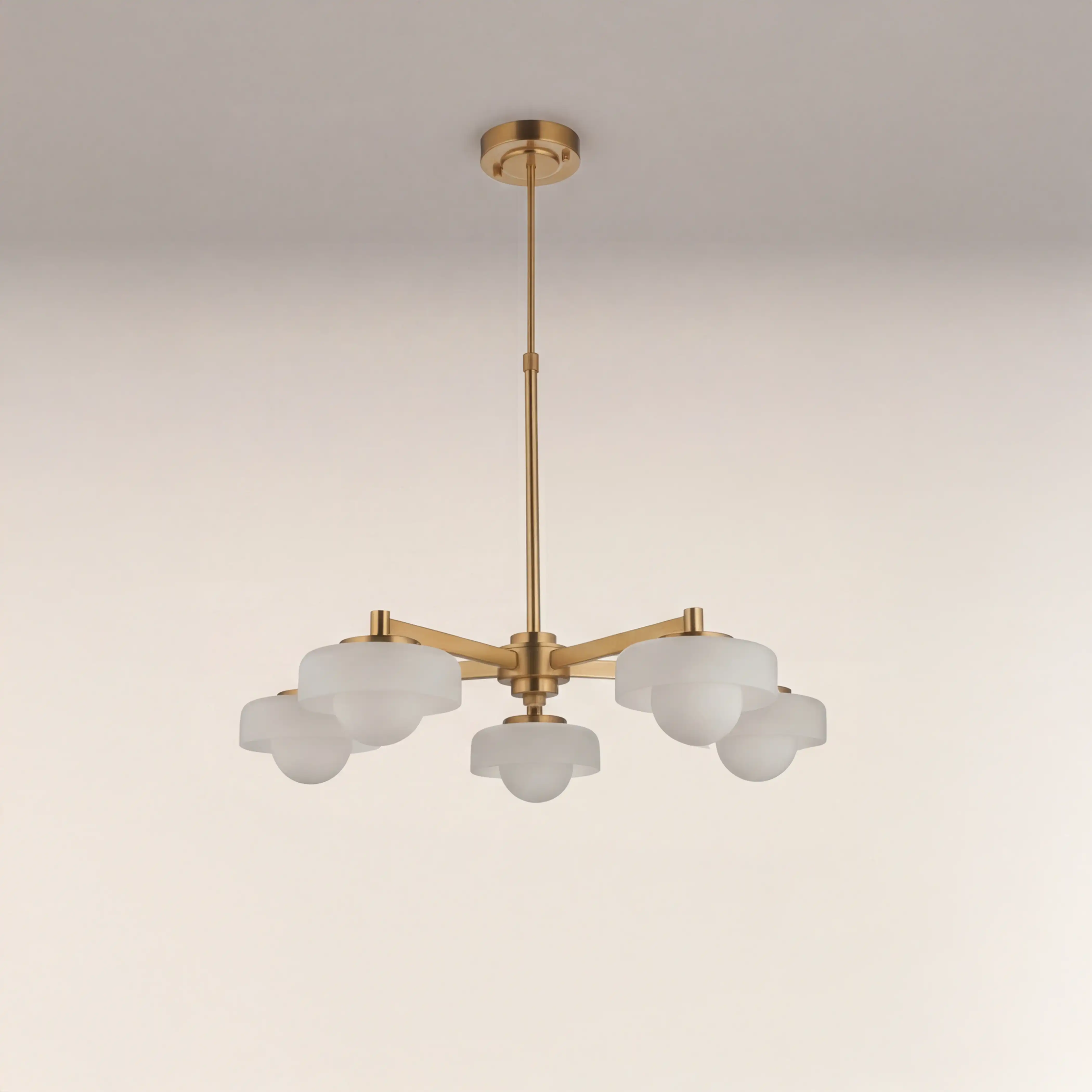 Parson 5 Light Pendant Light | Opal & Brass - Image 2
