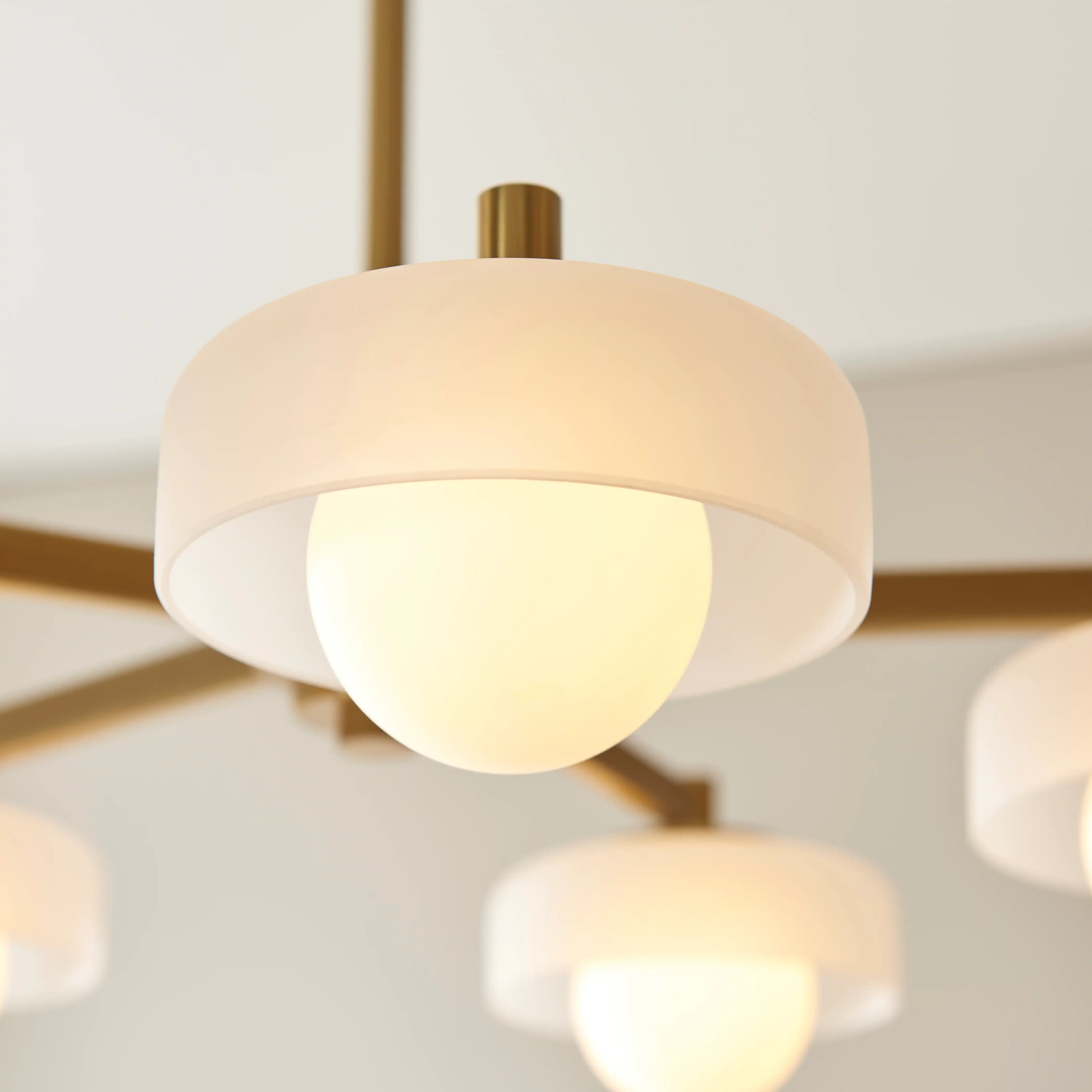 Parson 5 Light Pendant Light | Opal & Brass - Image 4