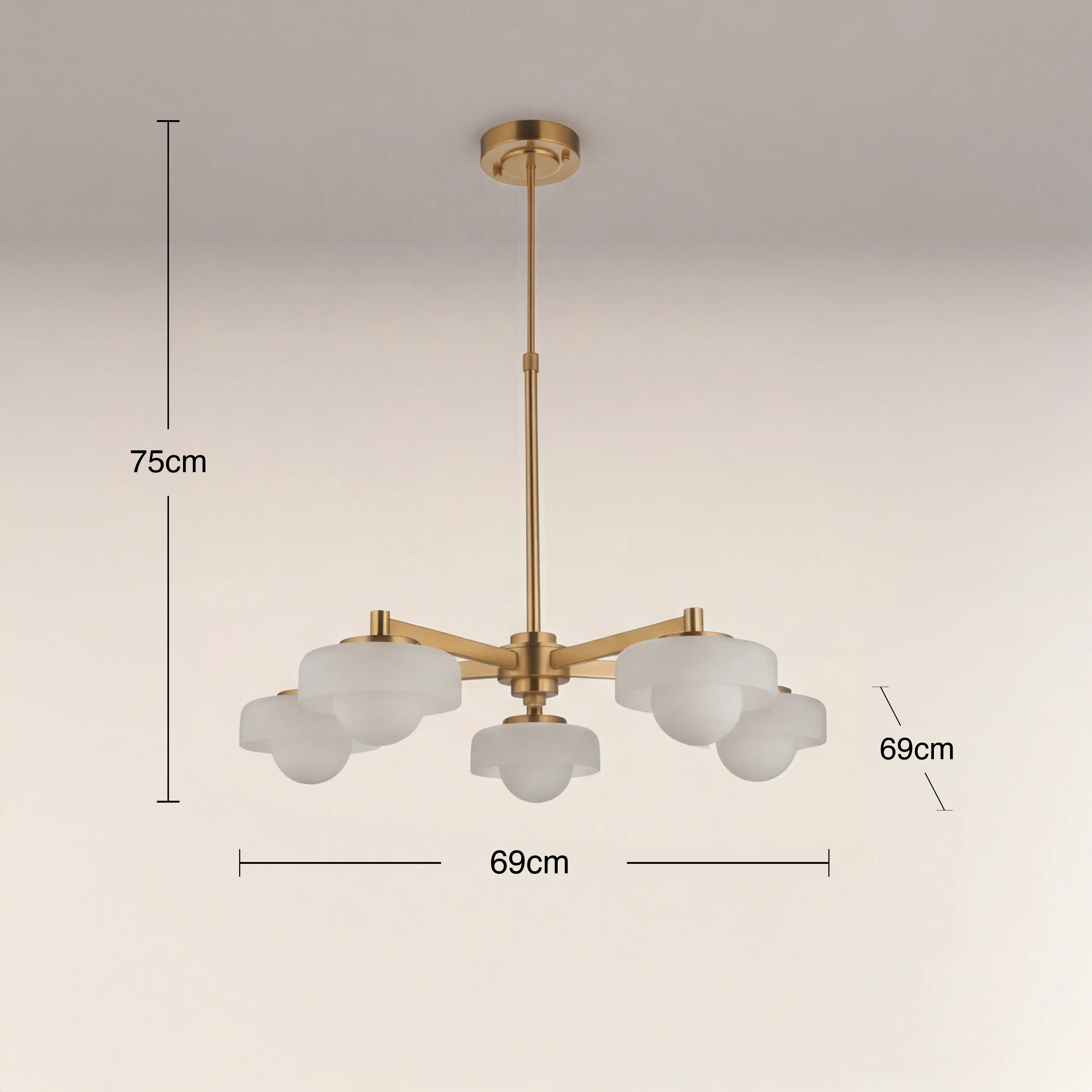 Parson 5 Light Pendant Light | Opal & Brass - Image 7