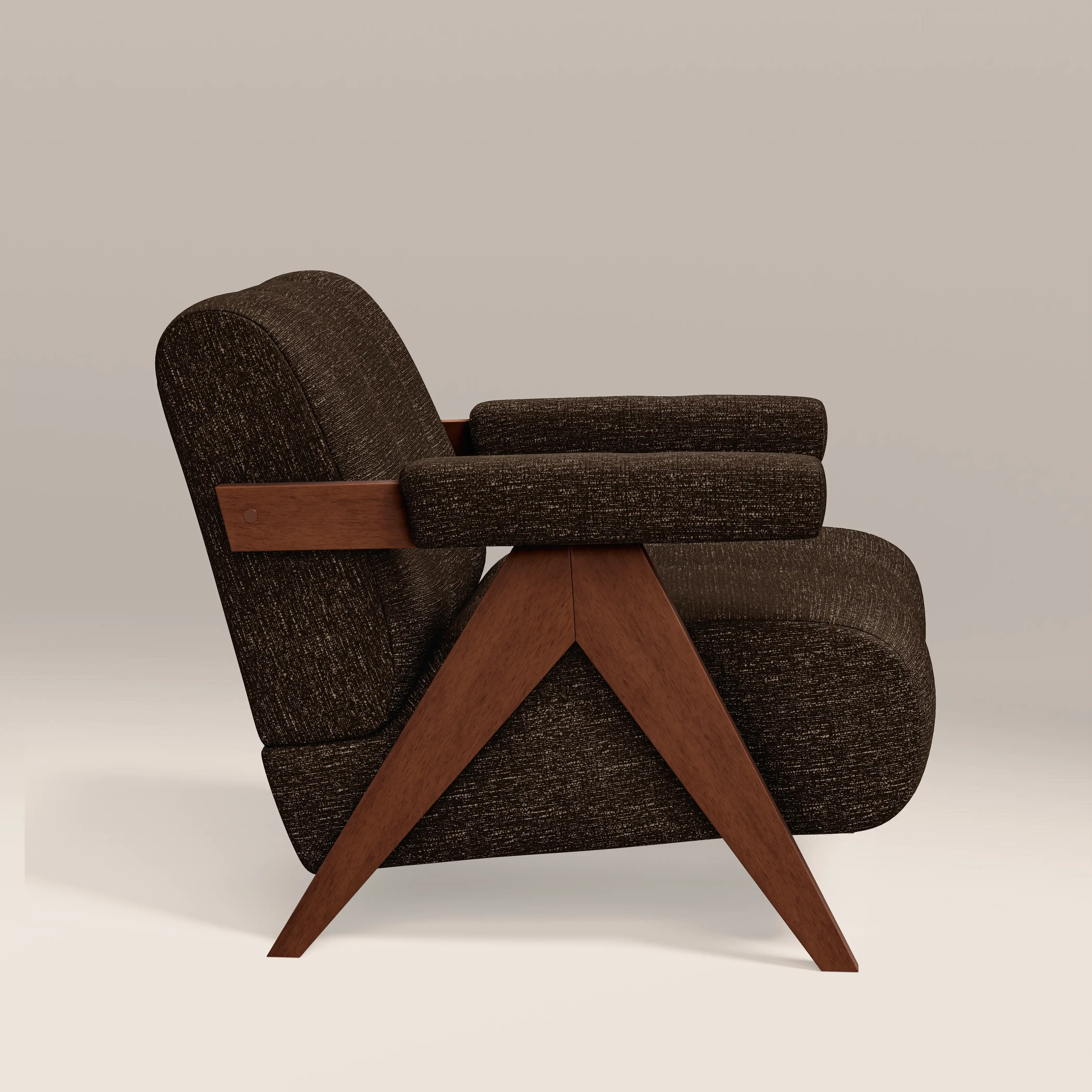 Paulo Accent Chair | Speckled Espresso Boucle & Walnut - Image 4