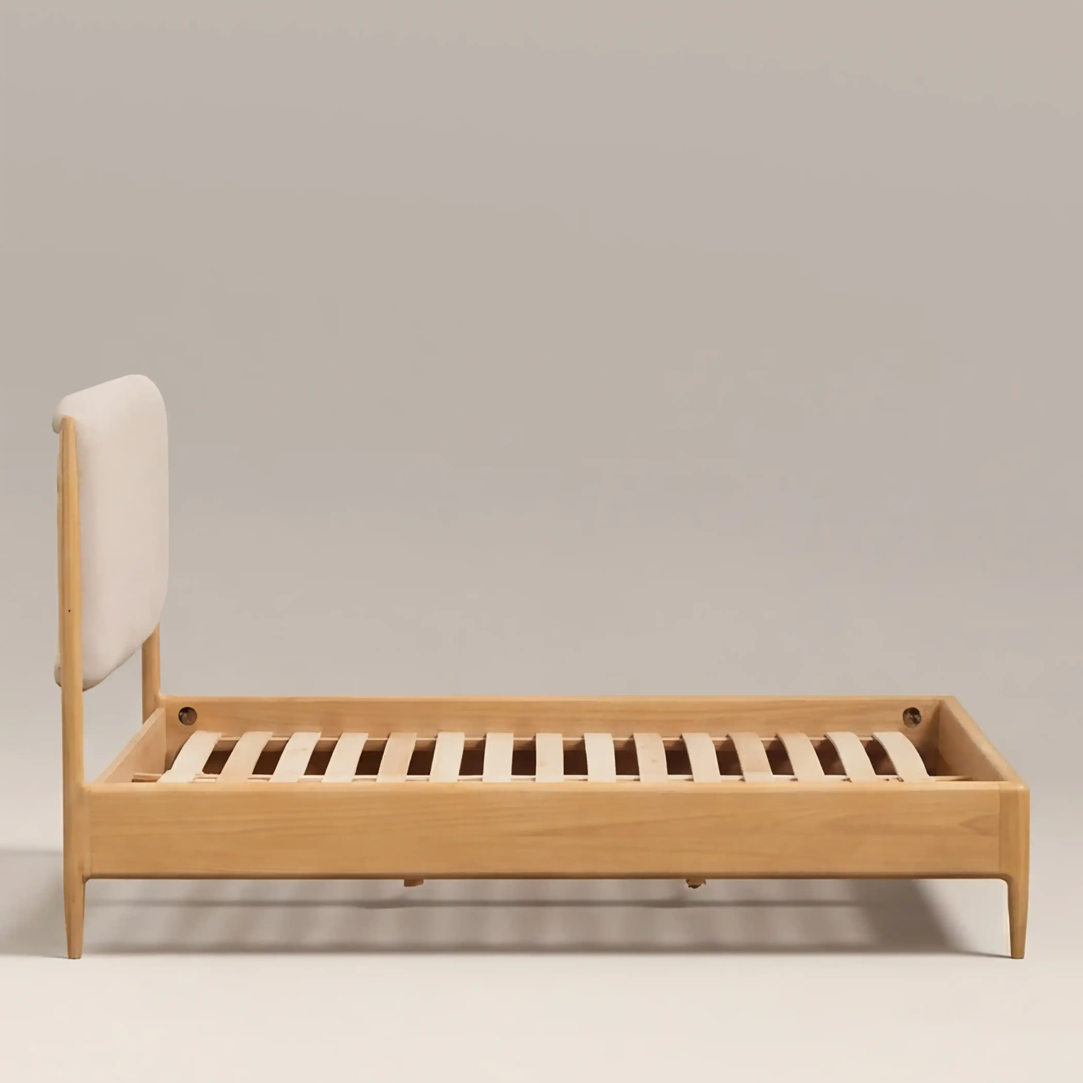 Percy King Bed | Ivory Fabric & Oak - Image 4