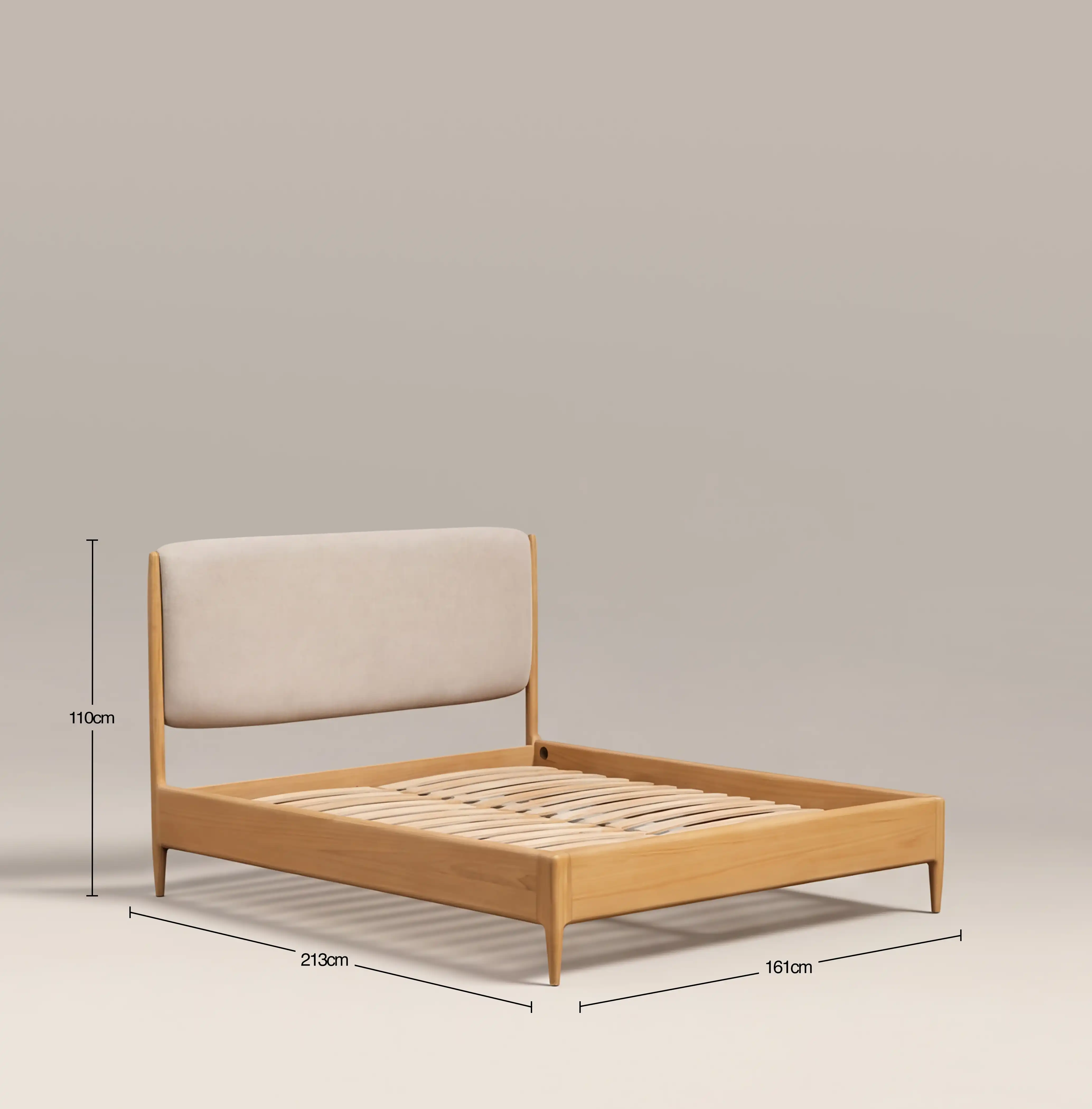 Percy King Bed | Ivory Fabric & Oak - Image 5