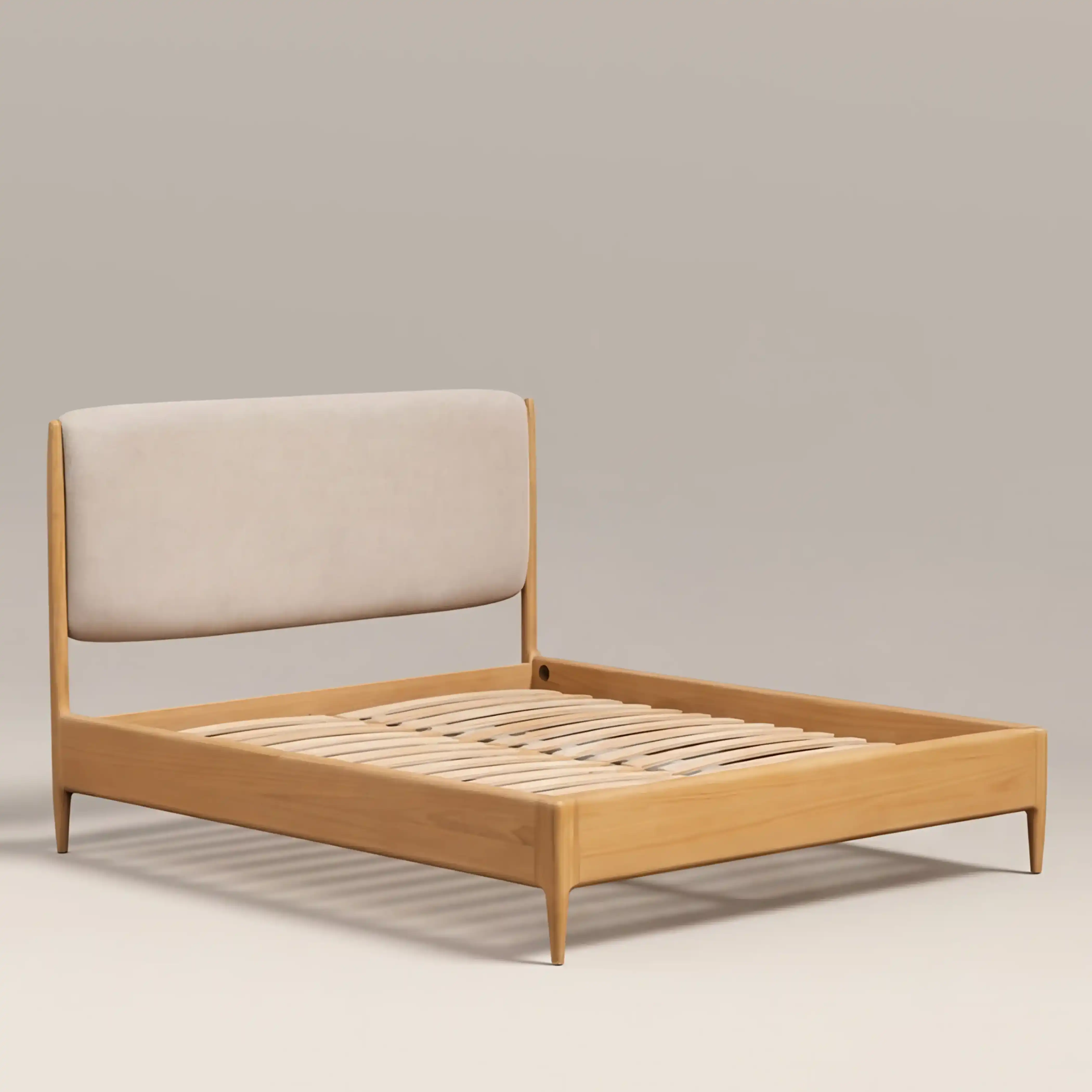 Percy Super King Bed | Ivory Fabric & Oak