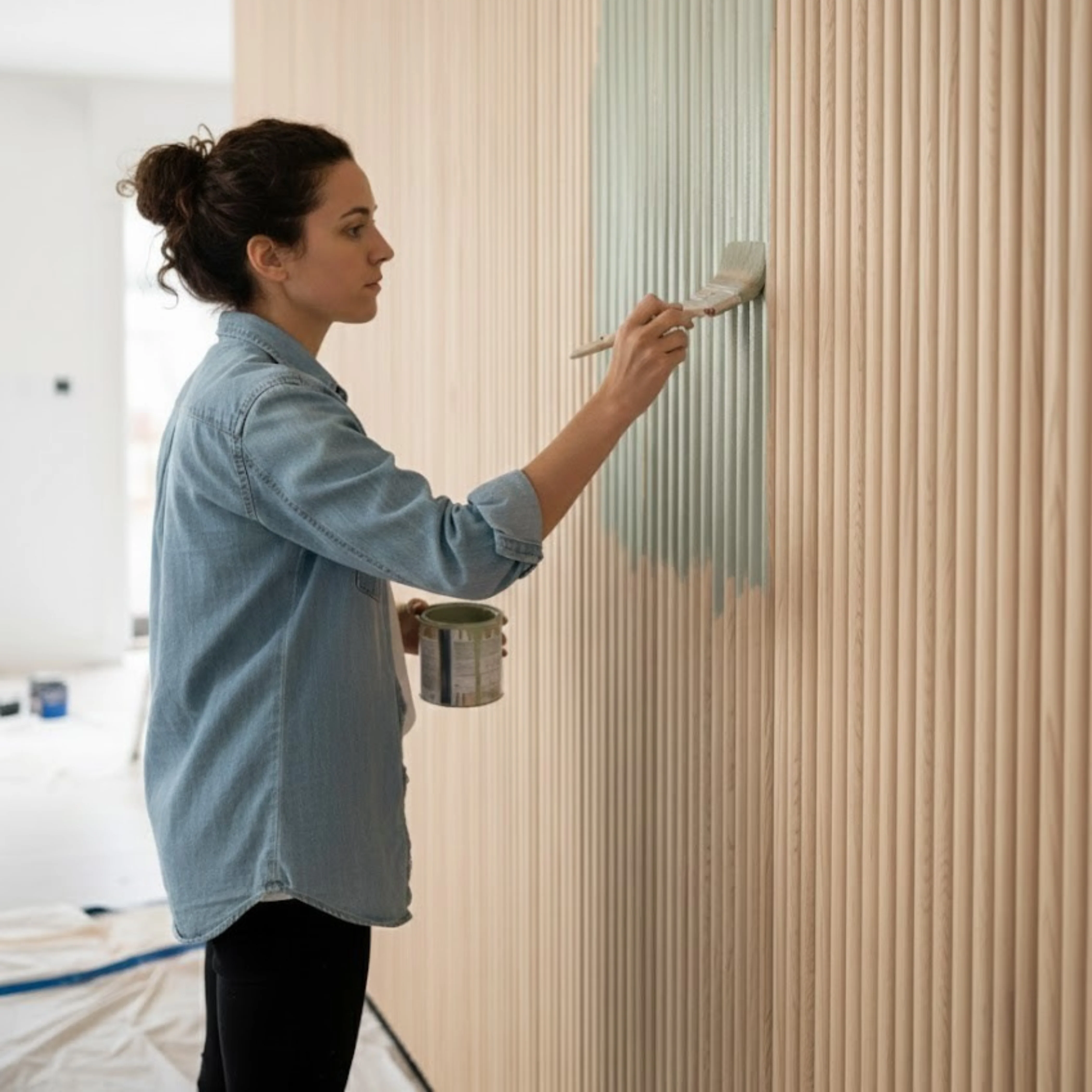 PLAANKED 1.5cm Flexible Ribbed Wall Panel | Paintable Pinewood - Image 7