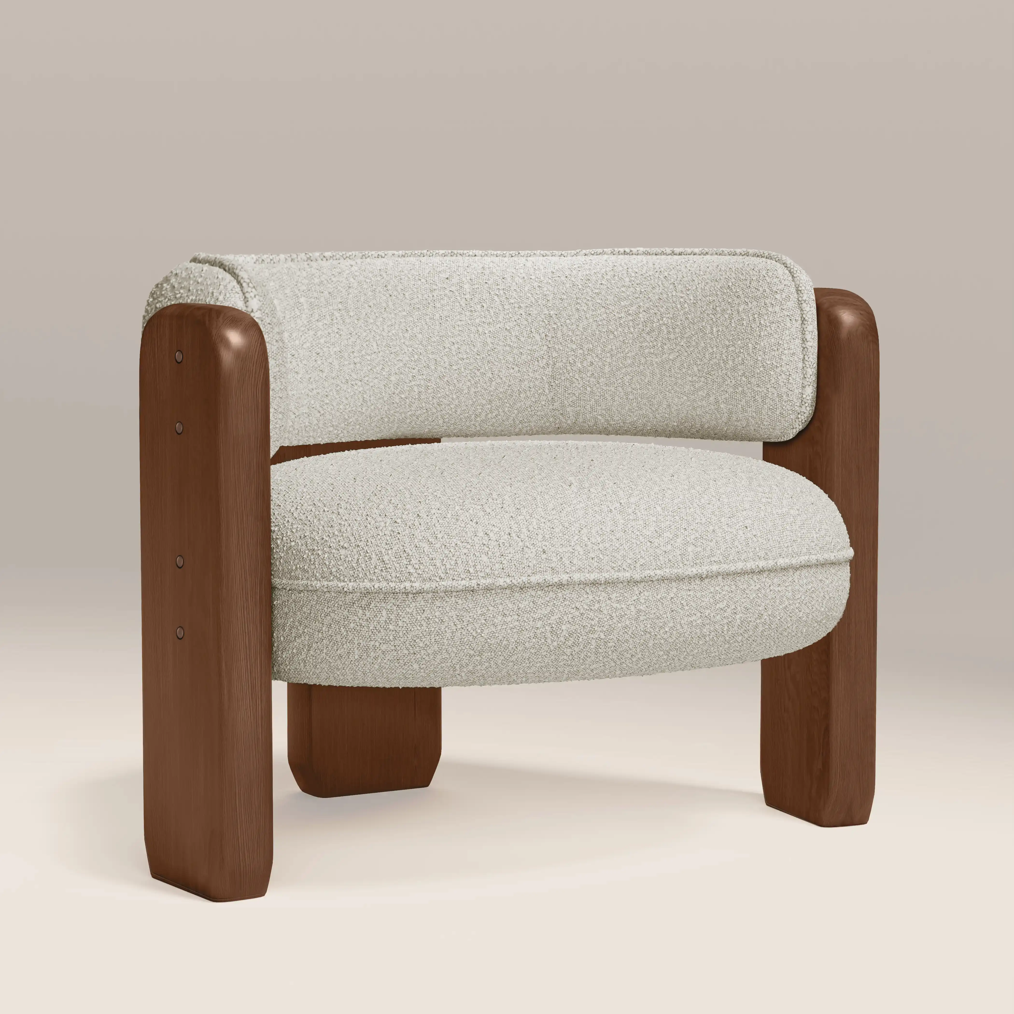 Porter Armchair | Speckled Stone Sustainable Boucle & Walnut - Image 3