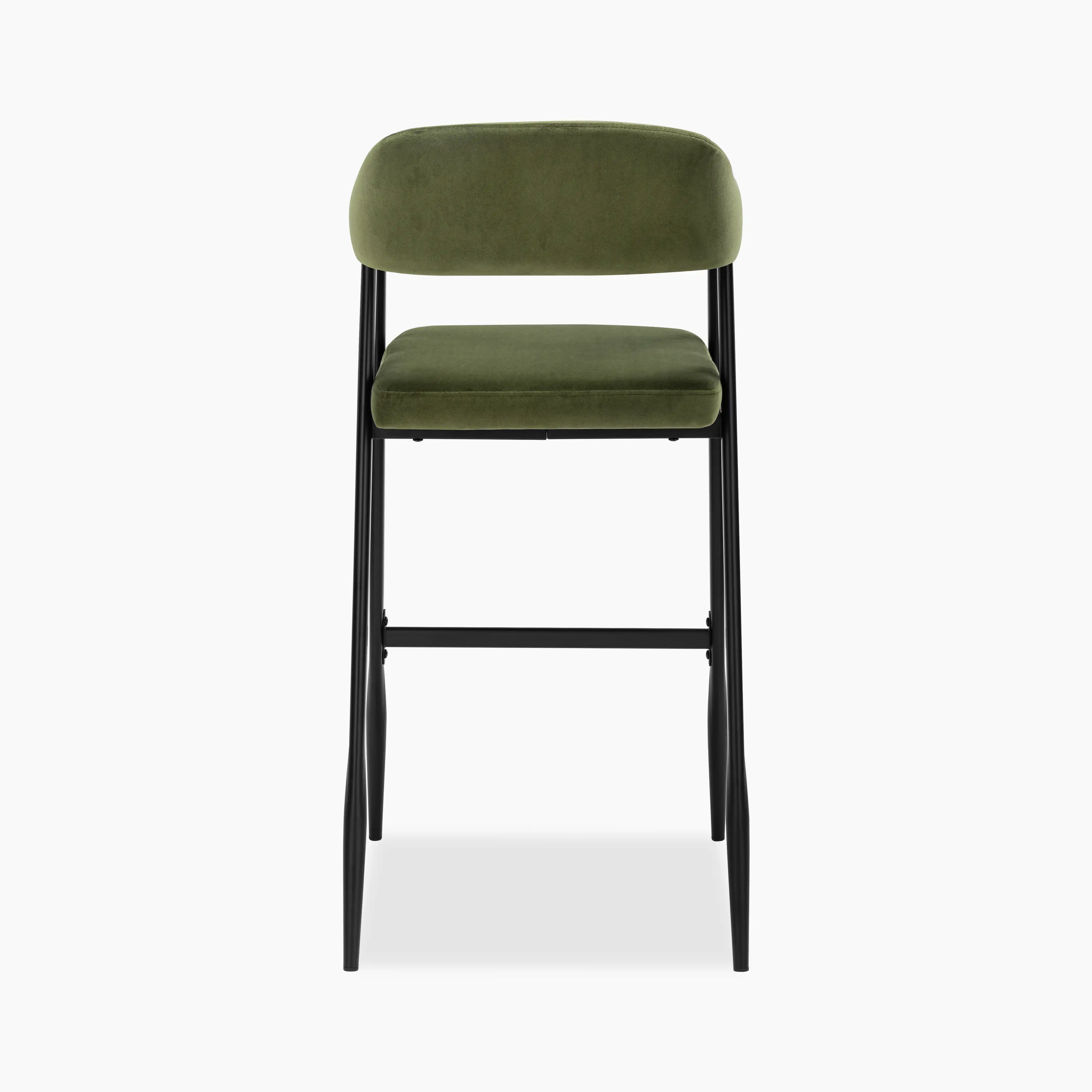Presley Bar Stool | Olive Green Sustainable Velvet & Black - Image 4