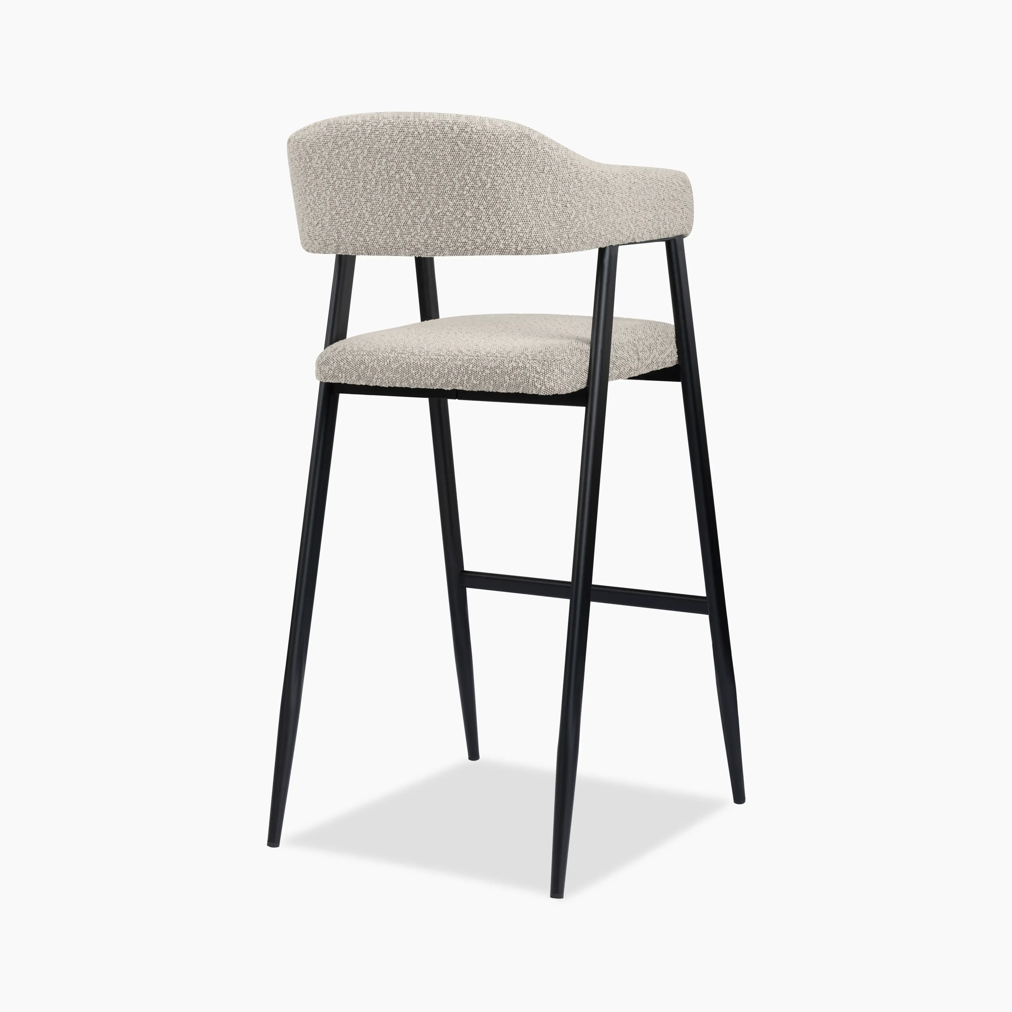 Presley Bar Stool | Speckled Stone Sustainable Boucle & Black - Image 6