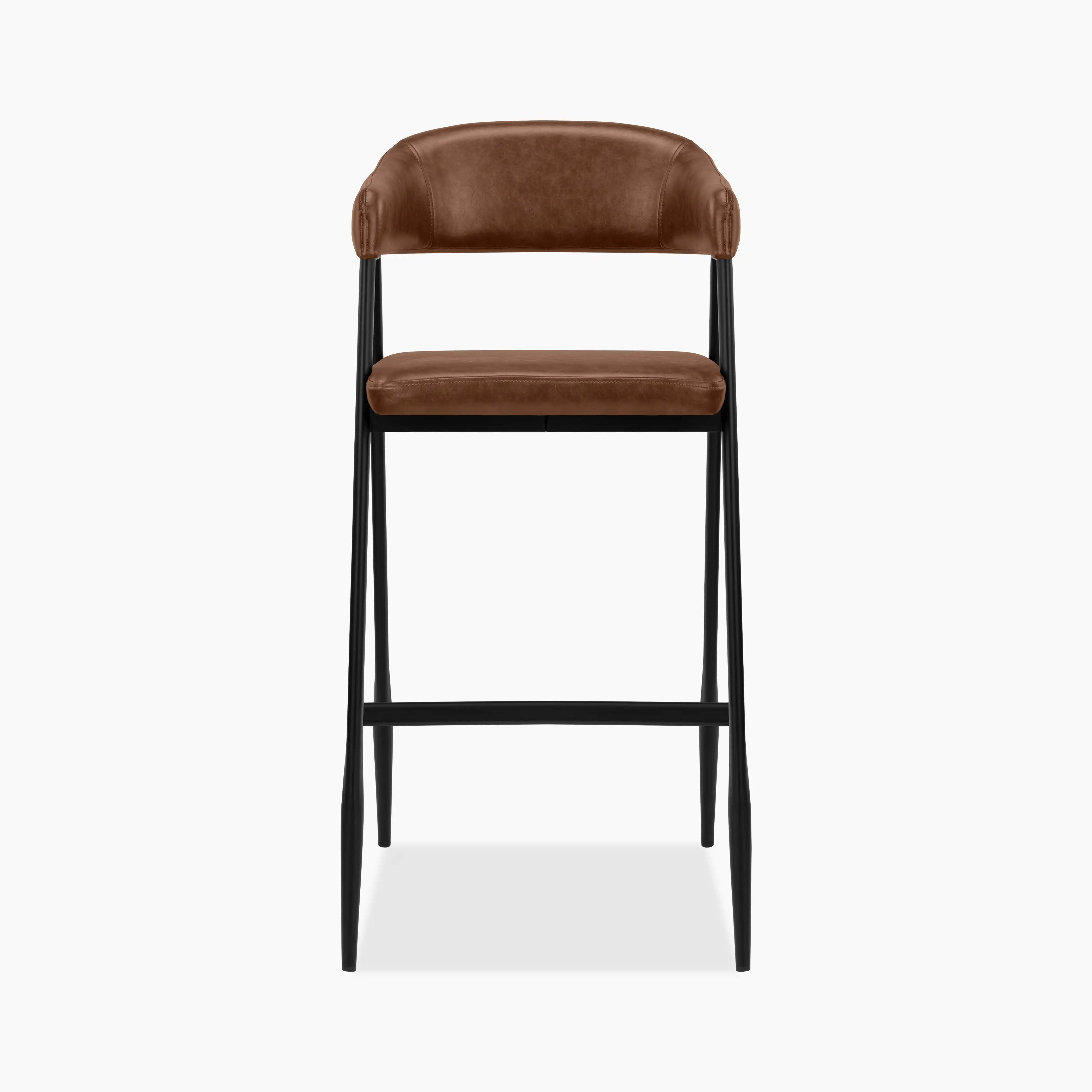 Presley Bar Stool | Vintage Tan Faux Leather & Black - Image 4