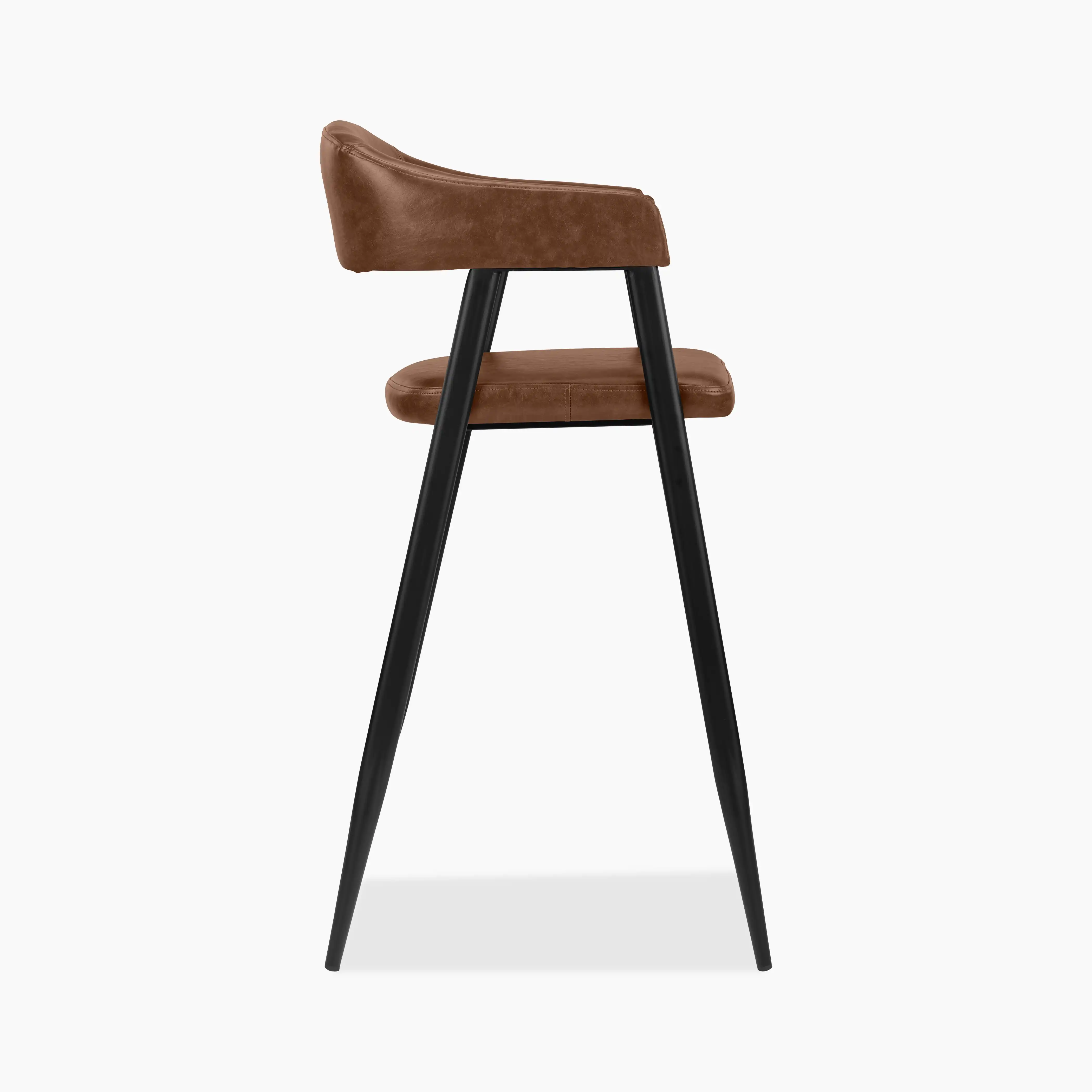 Presley Bar Stool | Vintage Tan Faux Leather & Black - Image 5