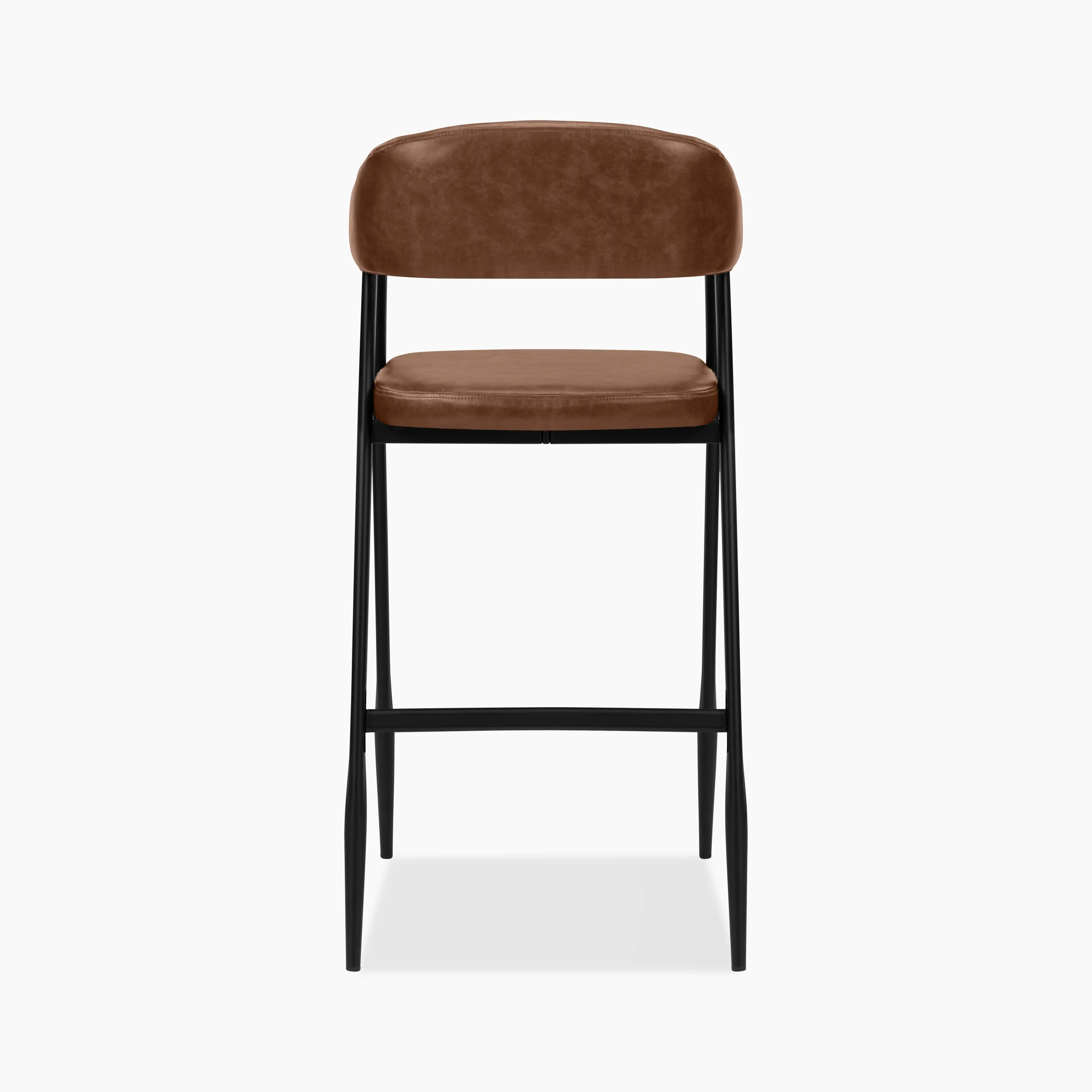 Presley Bar Stool | Vintage Tan Faux Leather & Black - Image 6