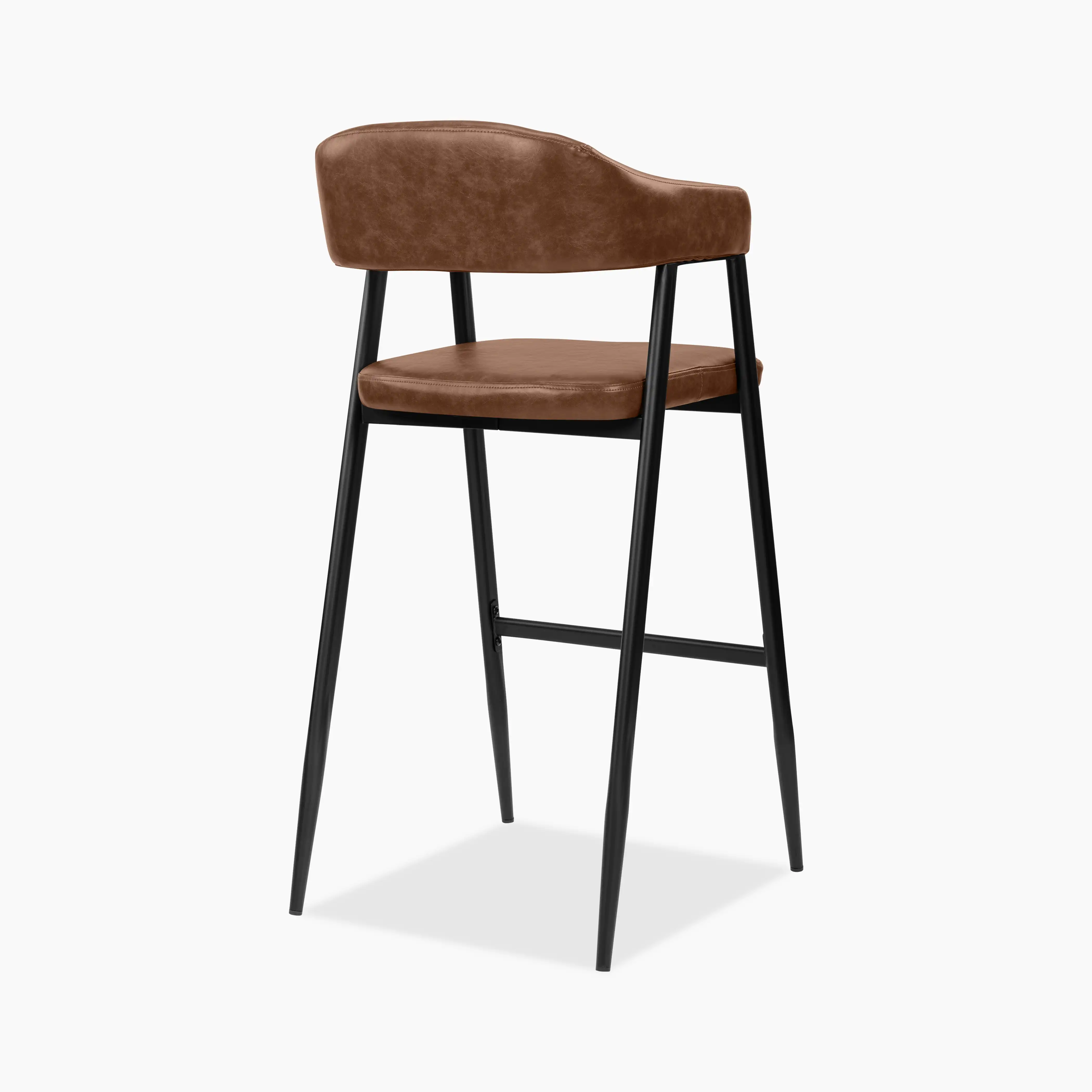 Presley Bar Stool | Vintage Tan Faux Leather & Black - Image 7